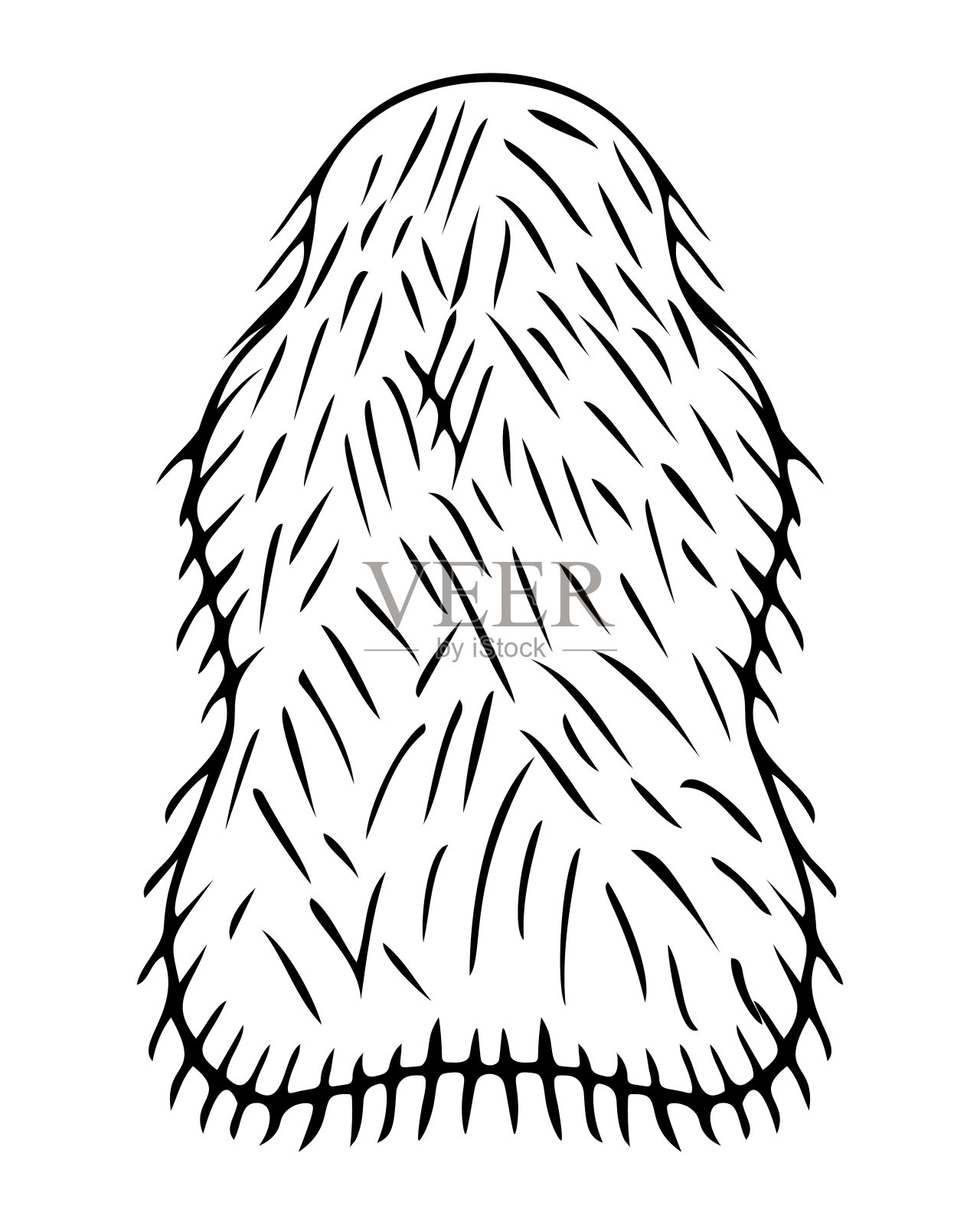 毛皮形状的地毯。草图。地板垫与羊毛覆盖。涂鸦风格的地毯。插画图片素材