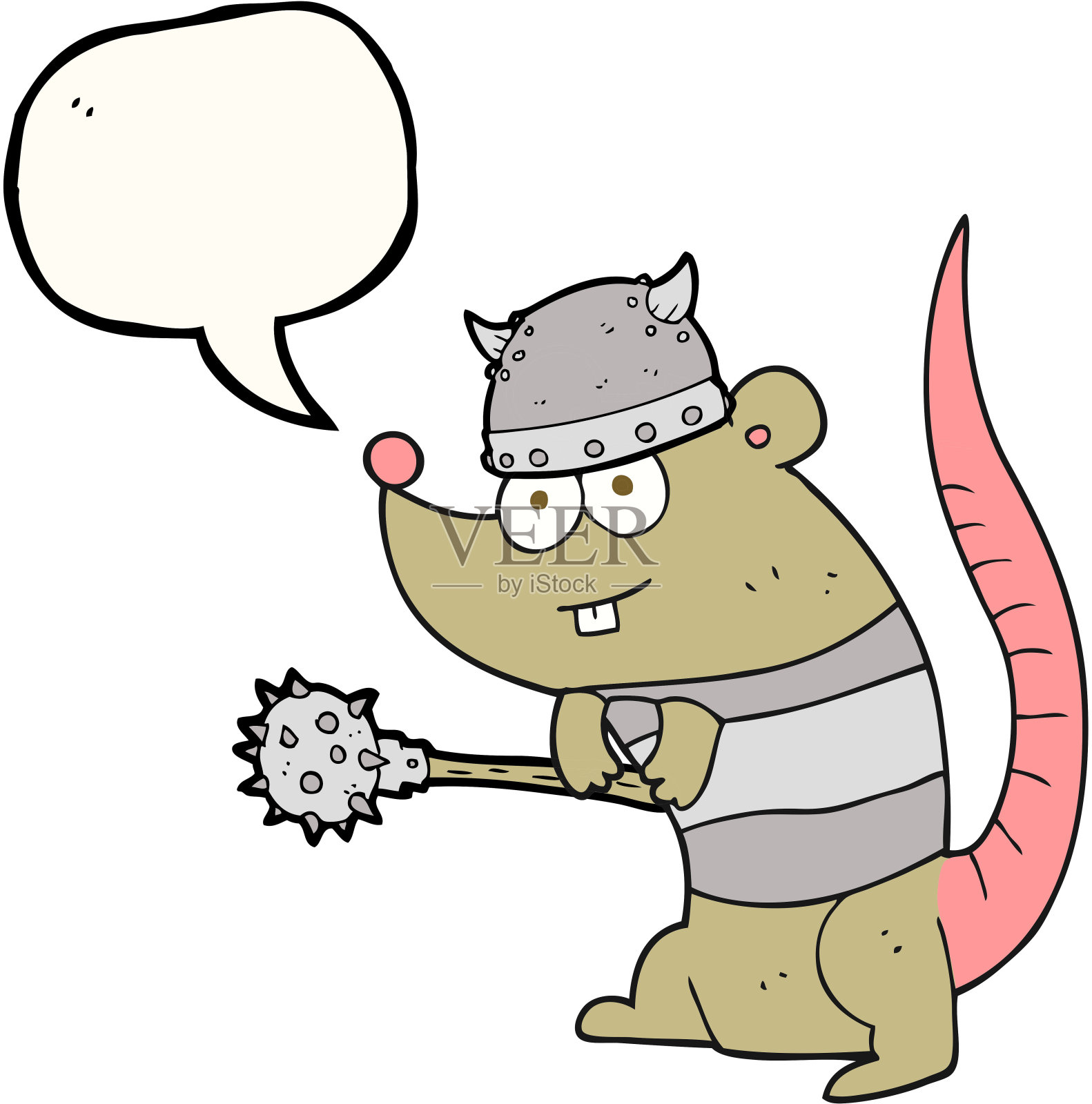 手绘演讲泡泡卡通鼠战士设计元素图片