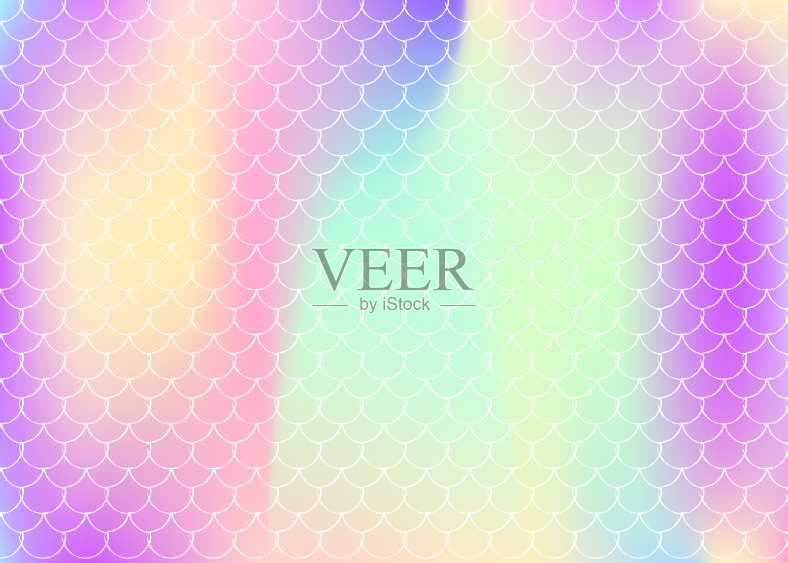 美人鱼鳞片背景与全息梯度。插画图片素材