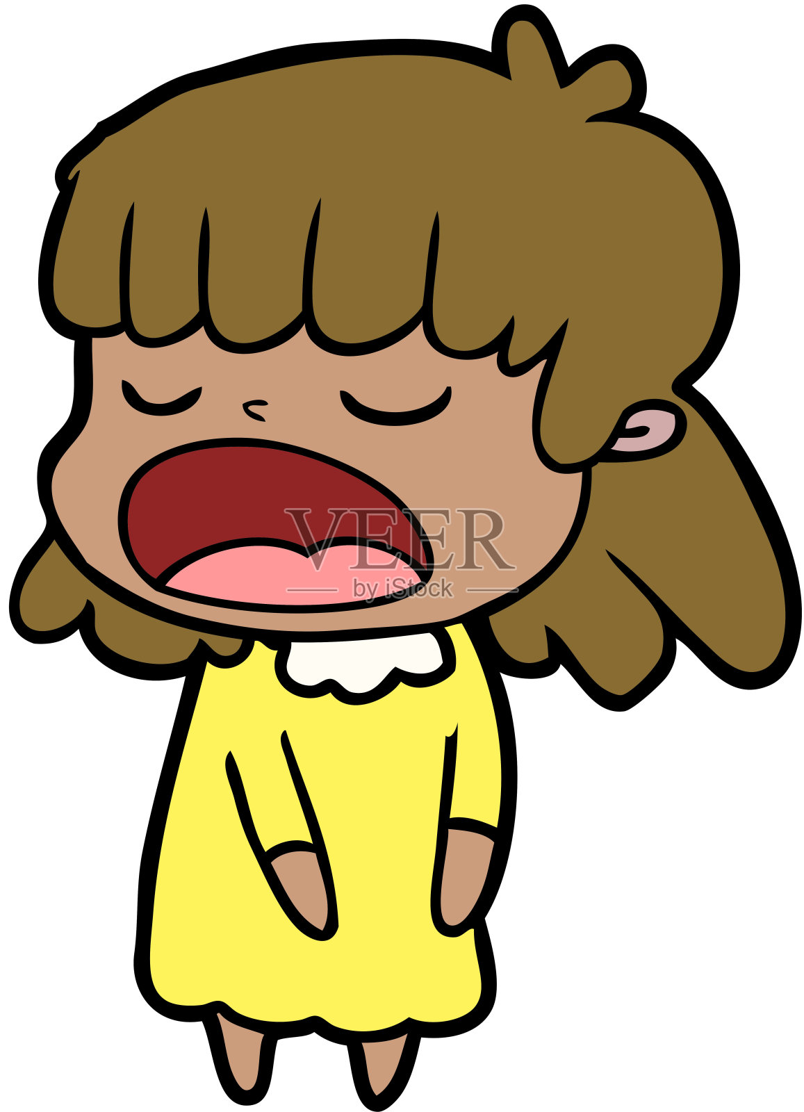 卡通女人大声说话插画图片素材