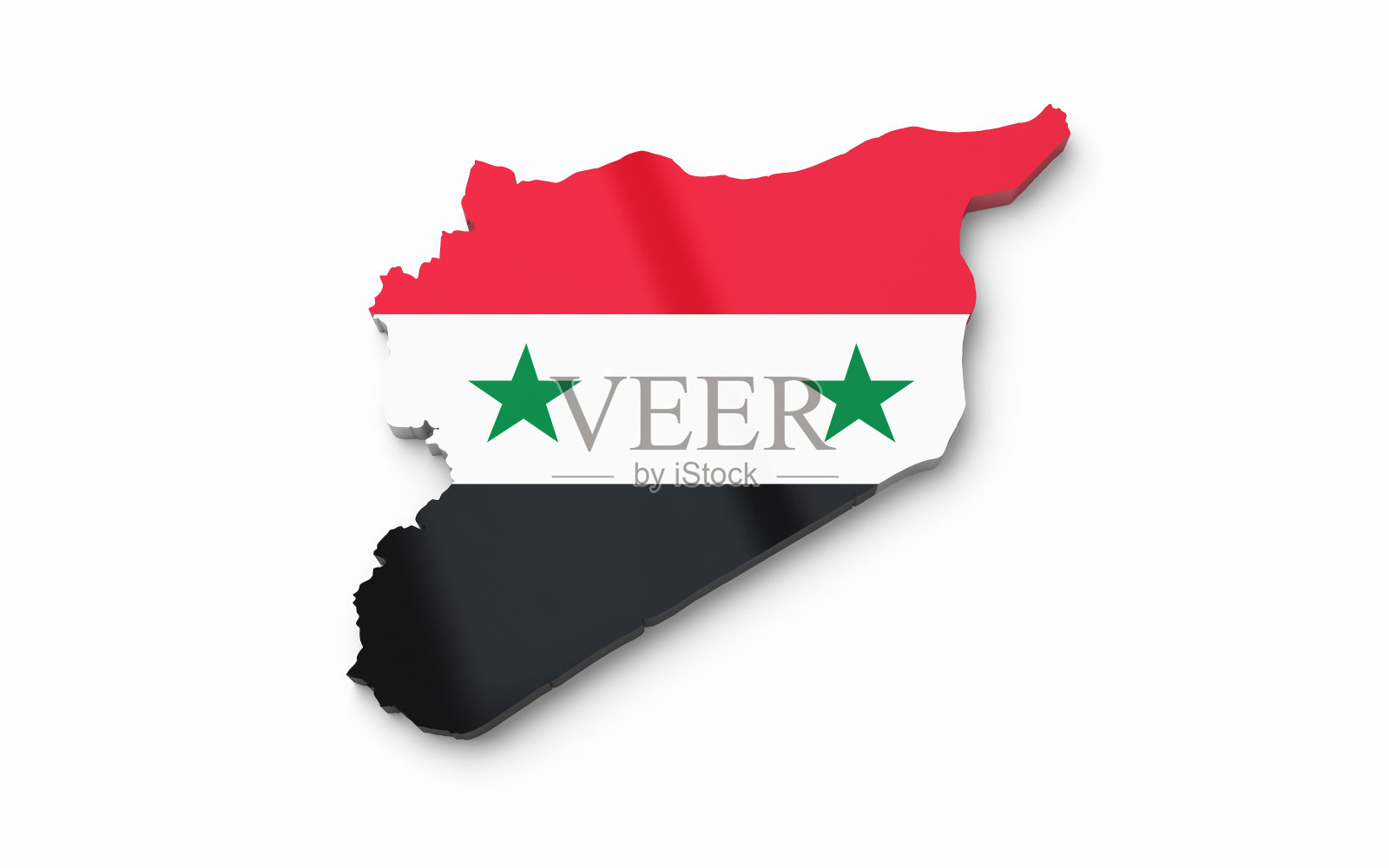 叙利亚国家边界地图,纯白色模型,对象+阴影剪辑路径照片摄影图片