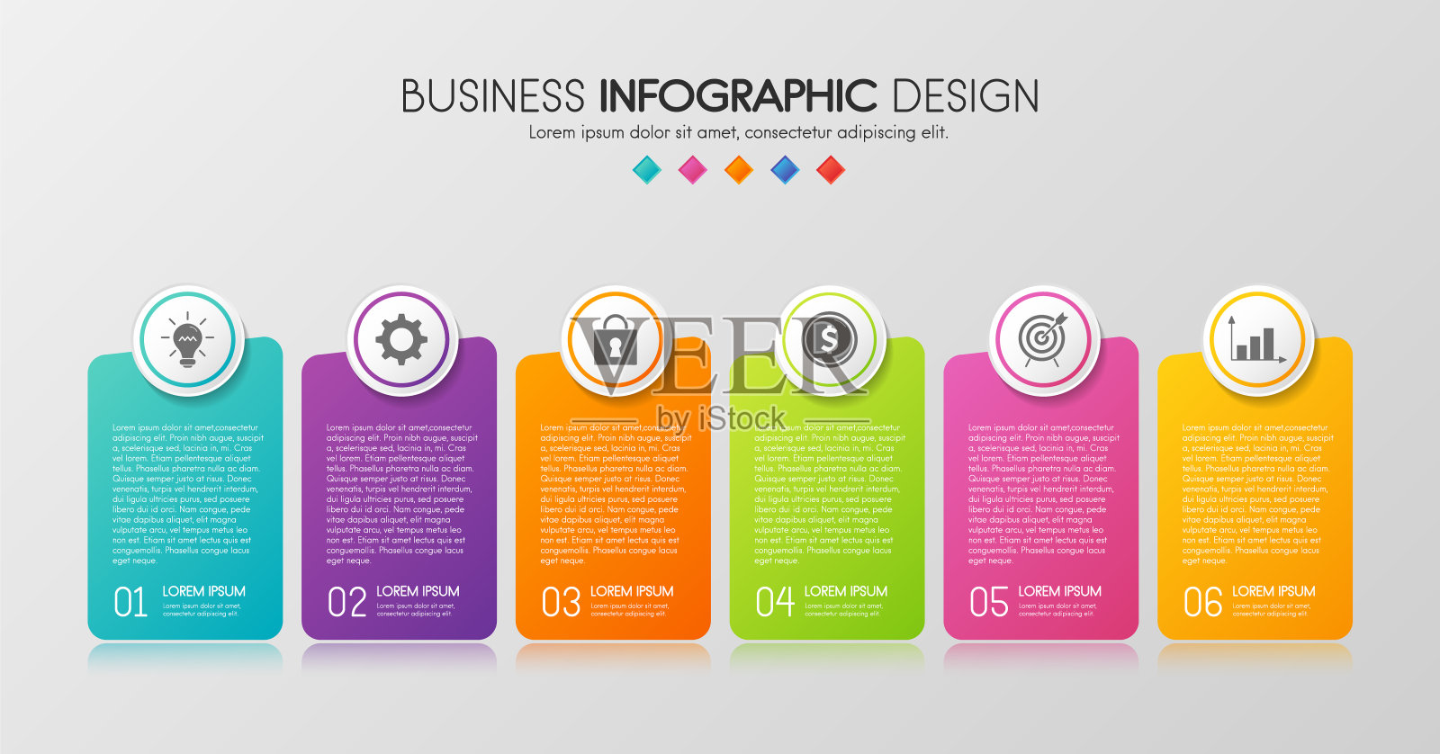 具有6个步骤的业务图信息图。向量插画图片素材