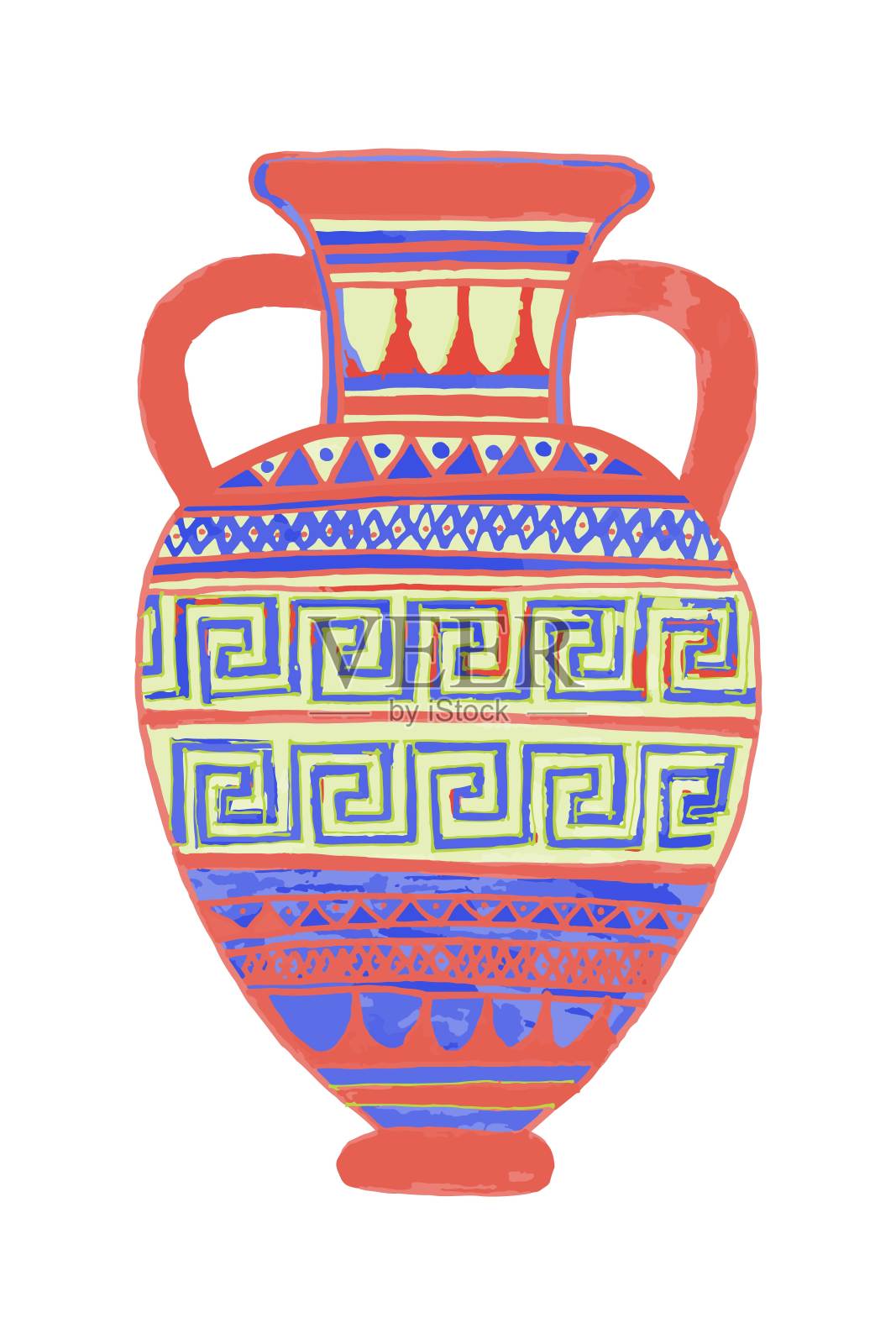 破碎双耳罐的剪影。插画图片素材