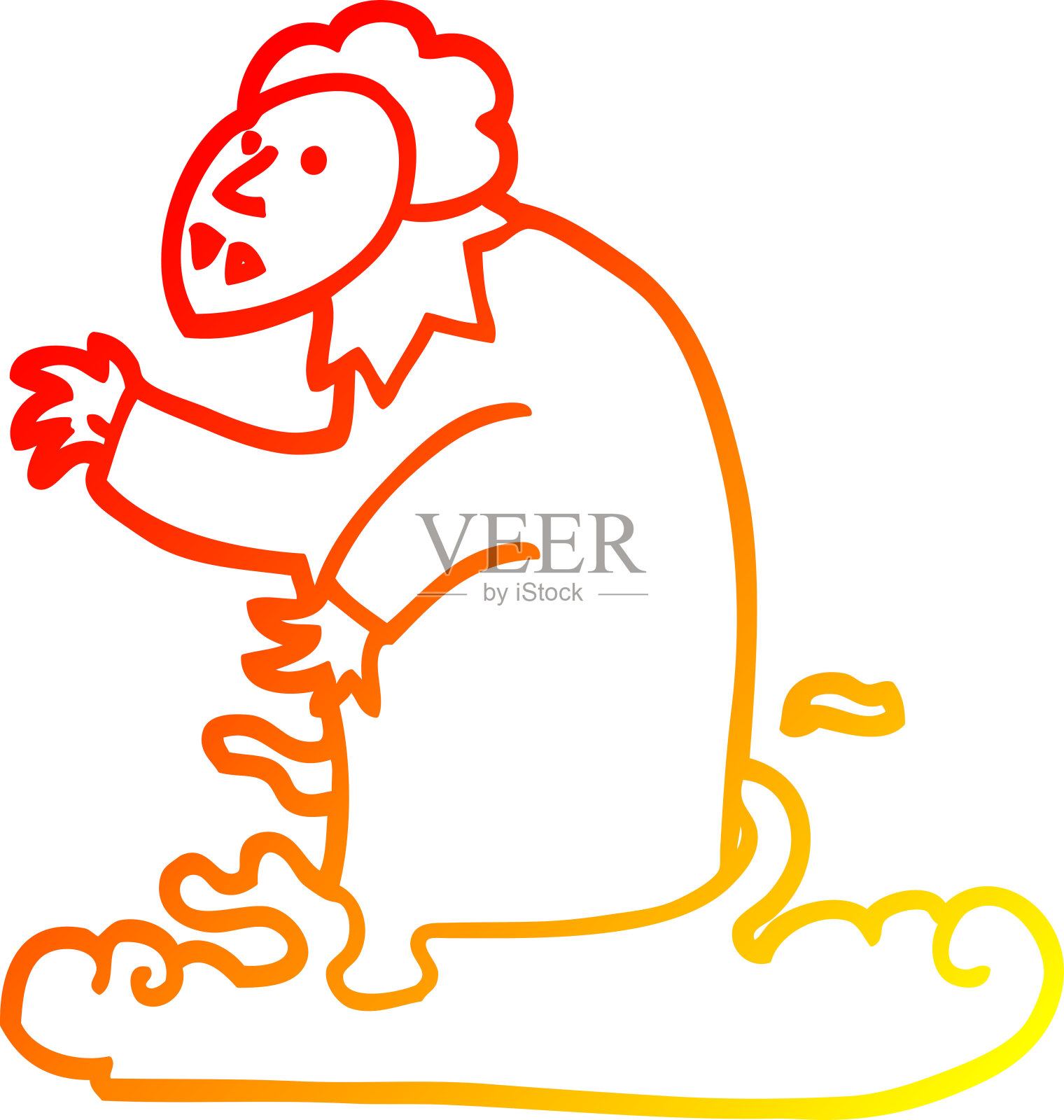 温暖的梯度线绘制的卡通幽灵吸血鬼插画图片素材