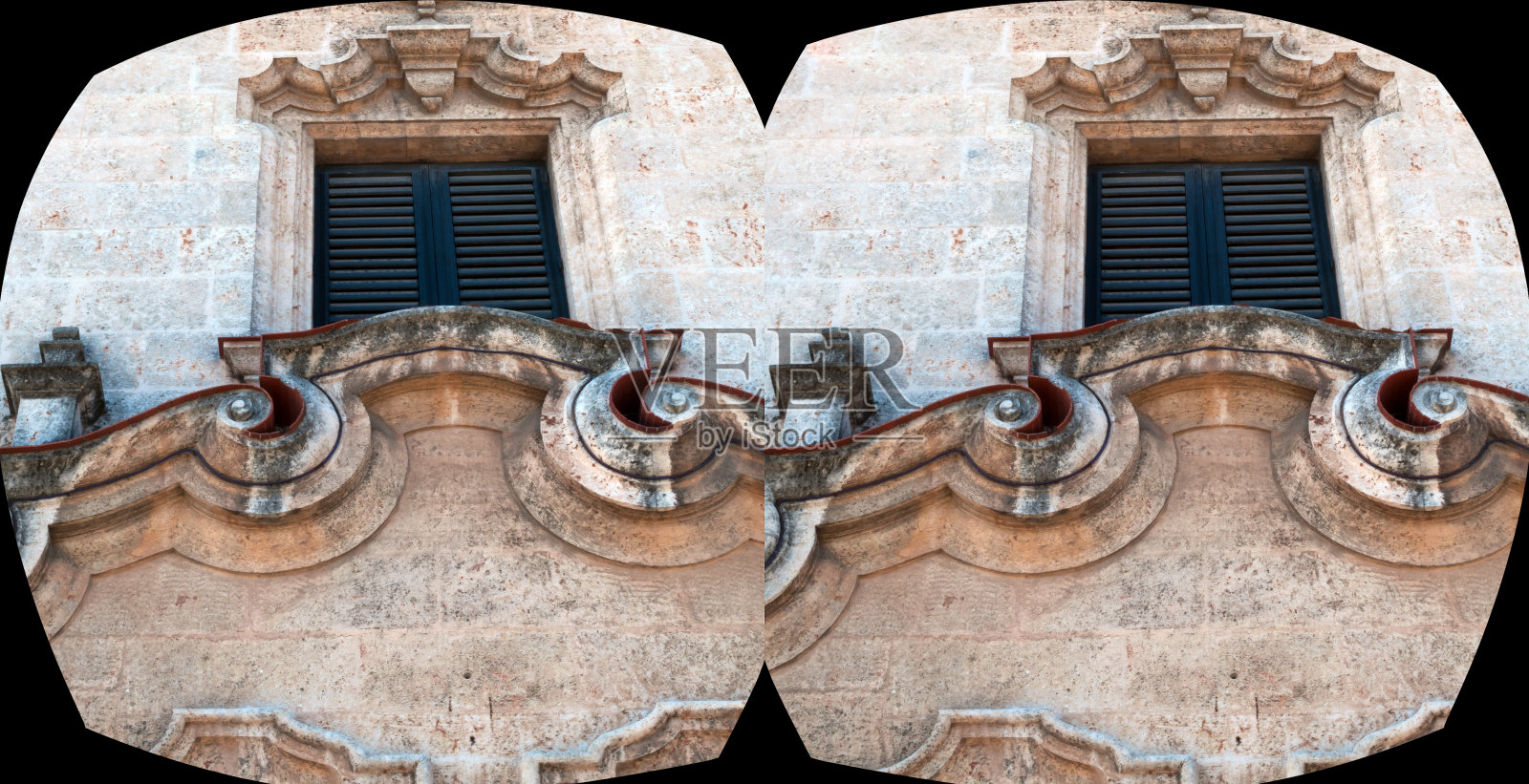 殖民风格窗口哈瓦那,古巴立体VR照片摄影图片