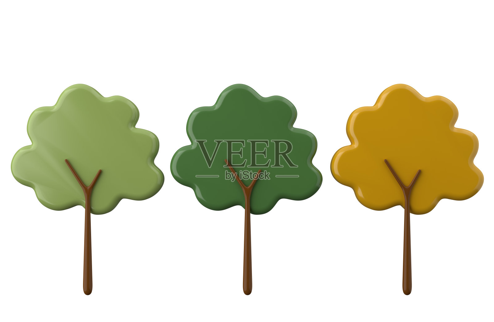 树3D孤立的背景。3 d渲染。照片摄影图片