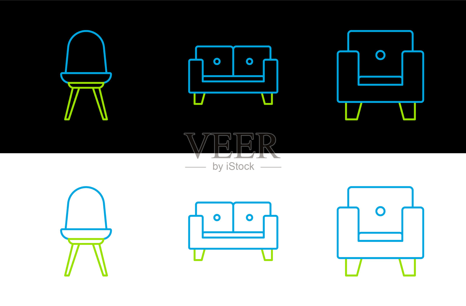 套装线条扶手椅和沙发图标图标素材