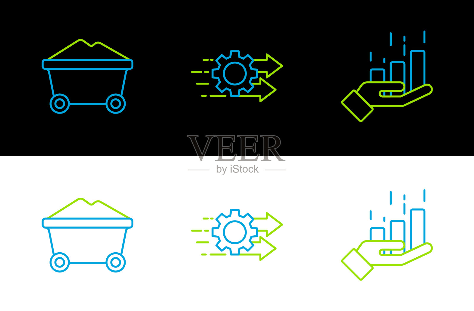 设置线路财政增长煤矿台车和图标素材