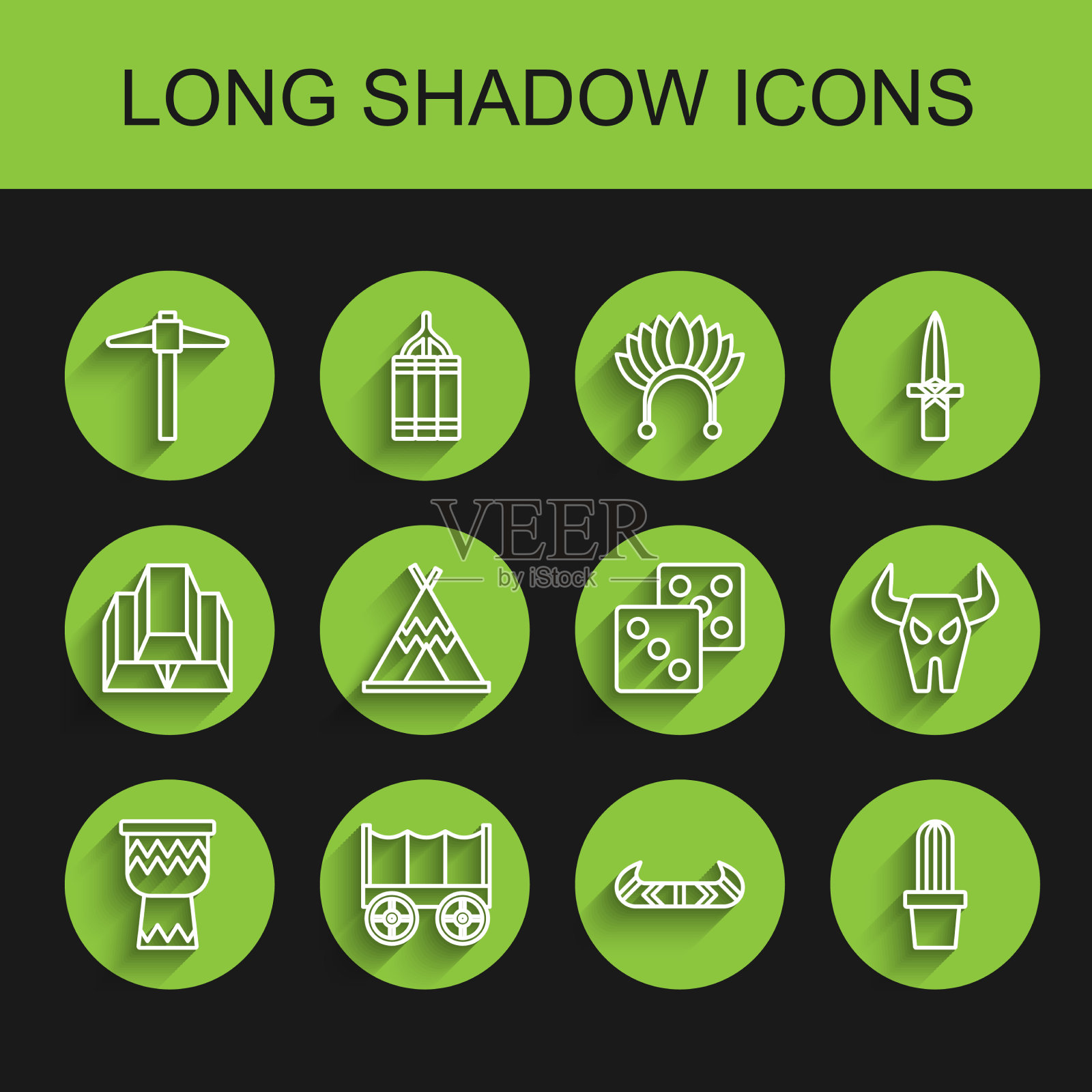 套线鼓狂野西部覆盖马车鹤嘴锄图标素材