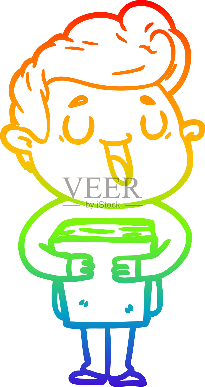 彩虹渐变线条画一个快乐的卡通人设计元素图片