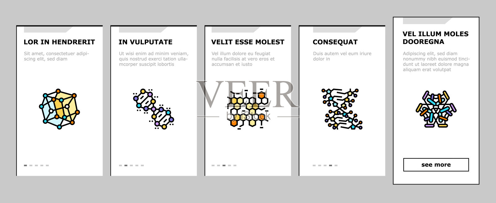 分子科学化学原子登机图标设置矢量插画图片素材