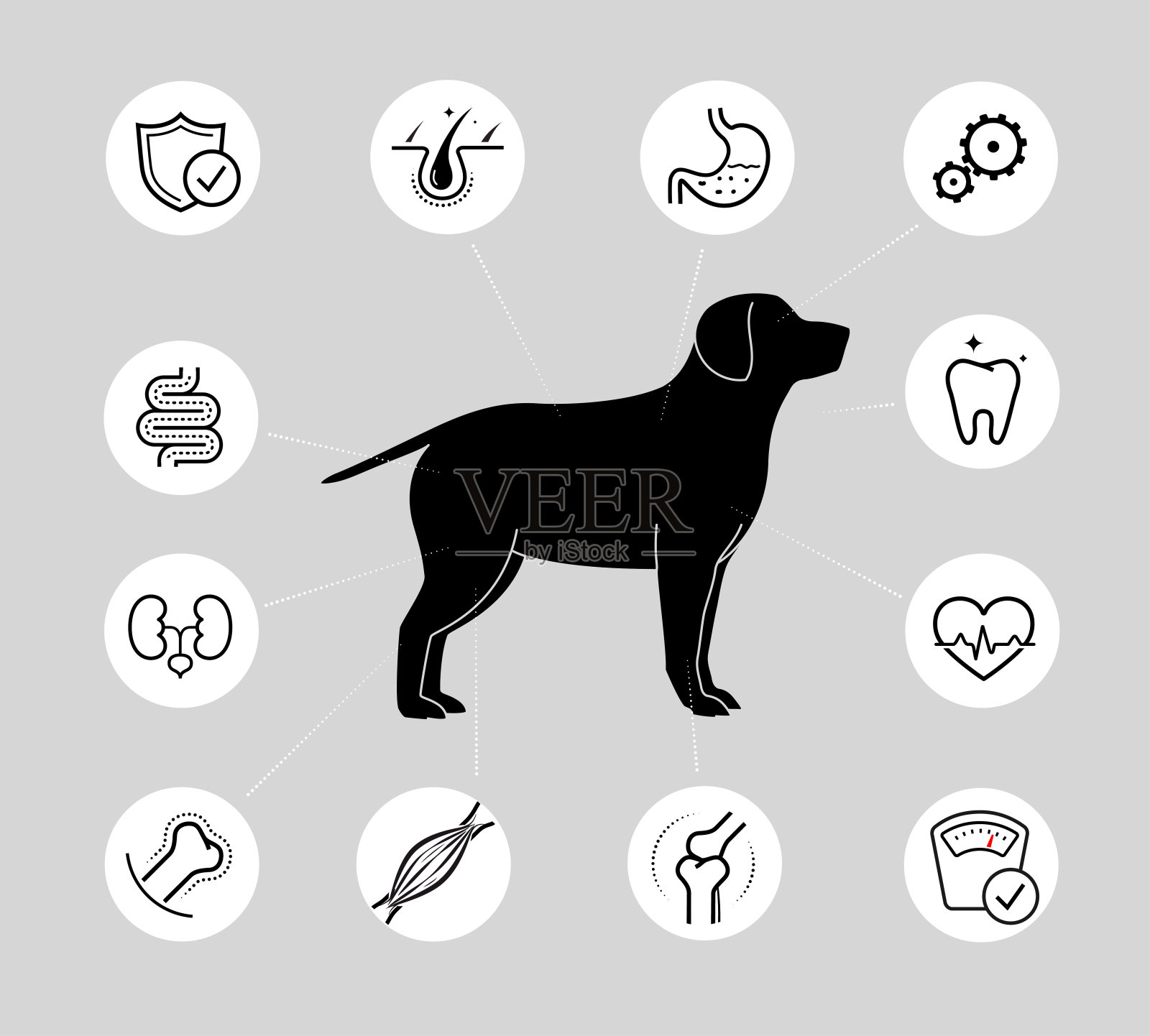 活力图标设置为狗。大纲图标具有良好的可伸缩性和可编辑性。插画图片素材