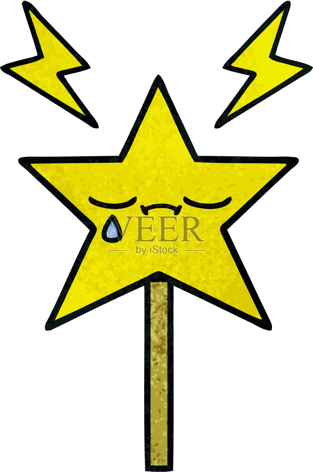 复古的垃圾质感卡通魔术棒插画图片素材