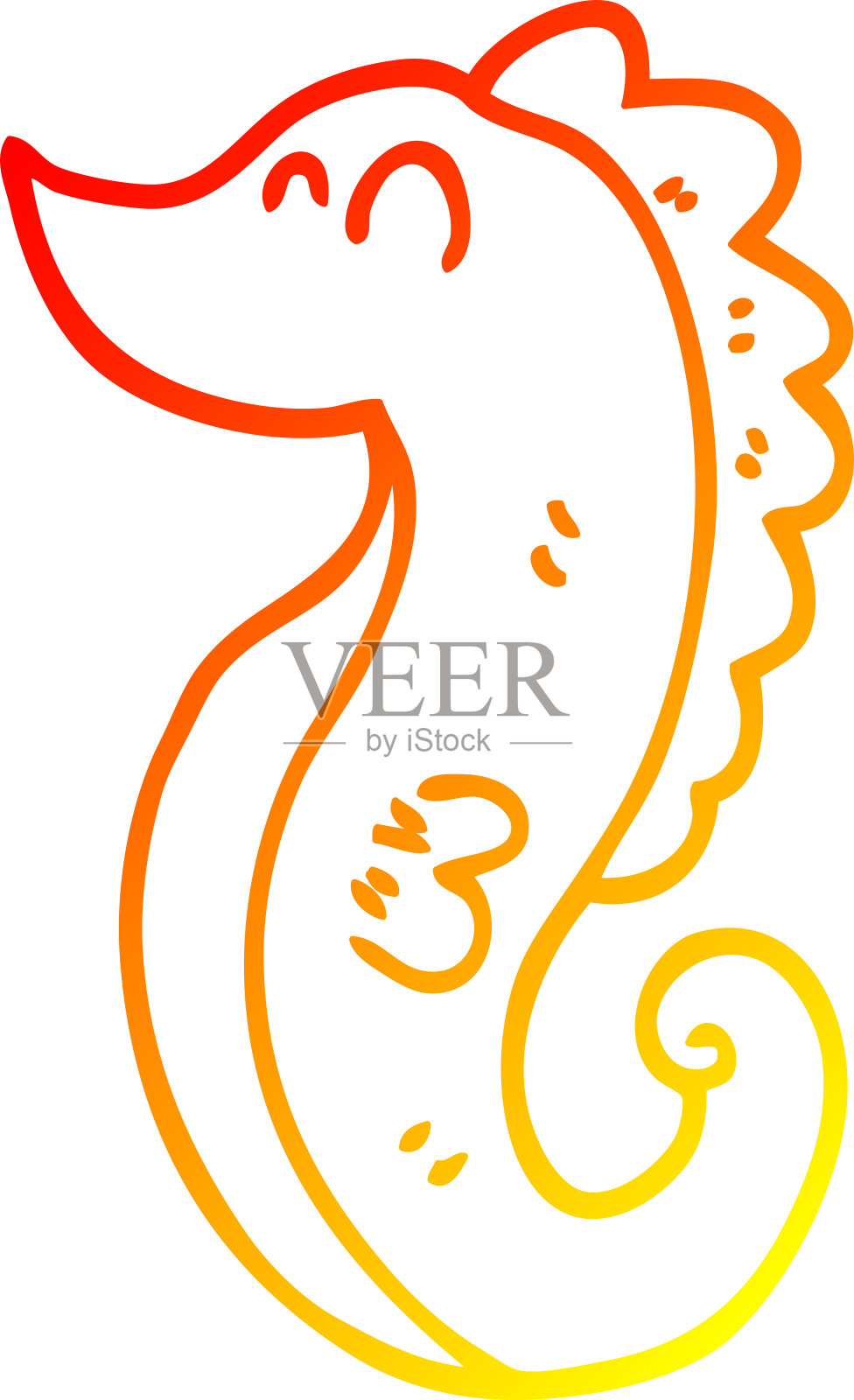 温暖的梯度线绘制的卡通海马插画图片素材