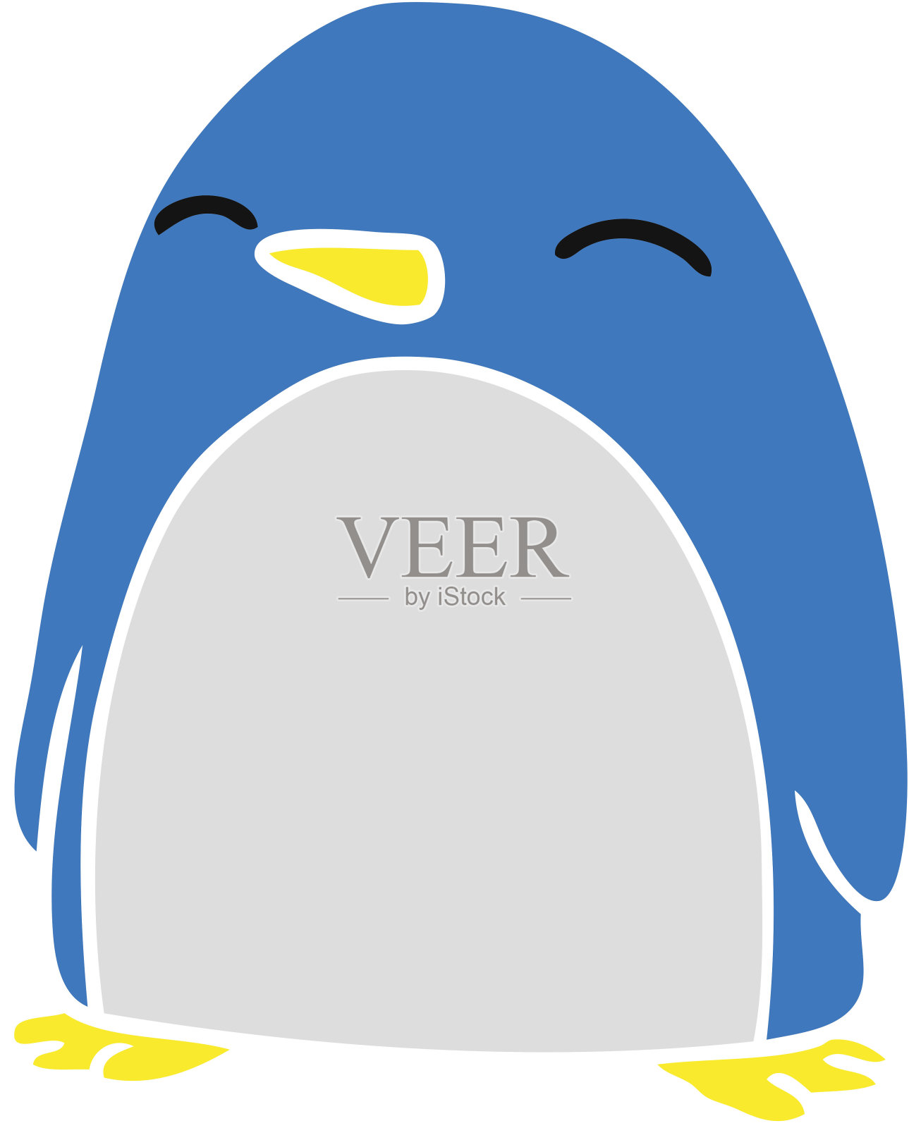 一只可爱的企鹅手绘卡通涂鸦插画图片素材