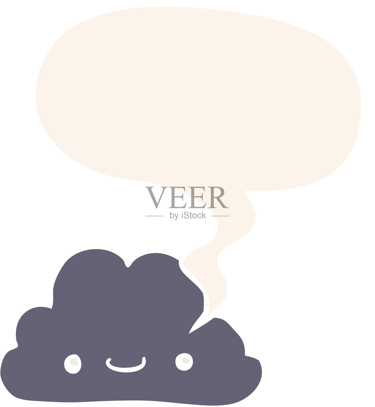 可爱的卡通云与语音泡泡在复古风格插画图片素材