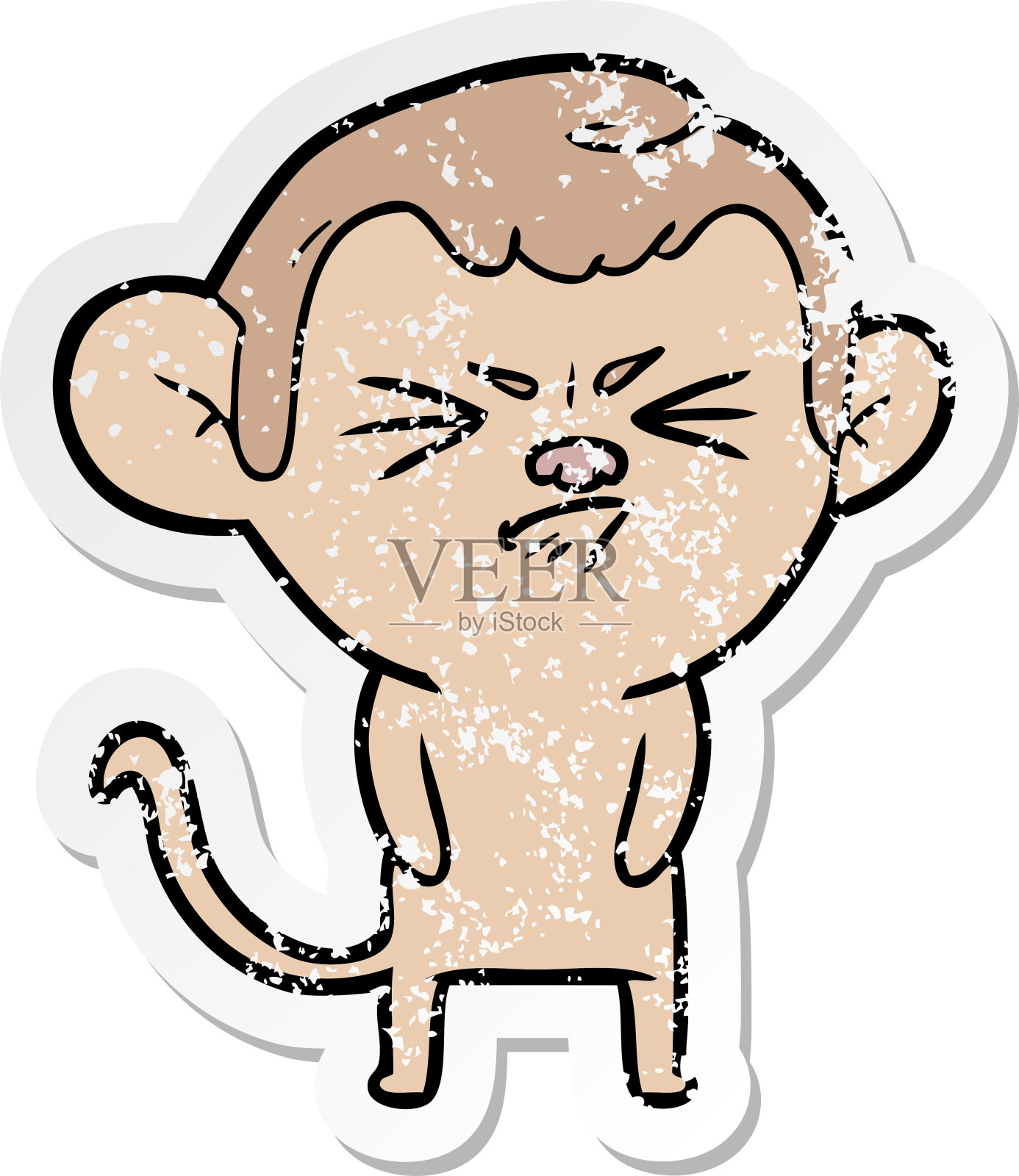苦恼的贴纸卡通恼怒的猴子设计元素图片