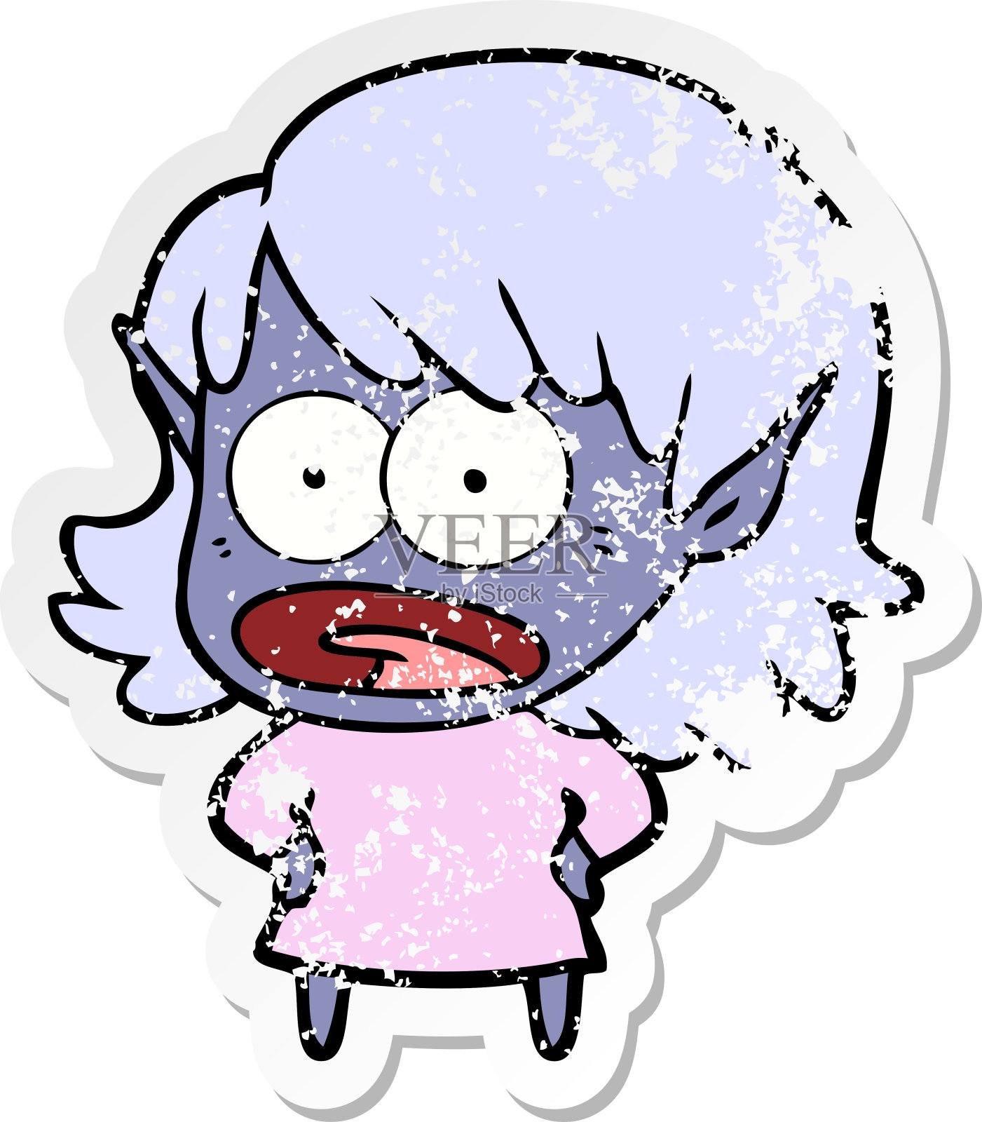 心疼贴纸的卡通震惊精灵女孩设计元素图片