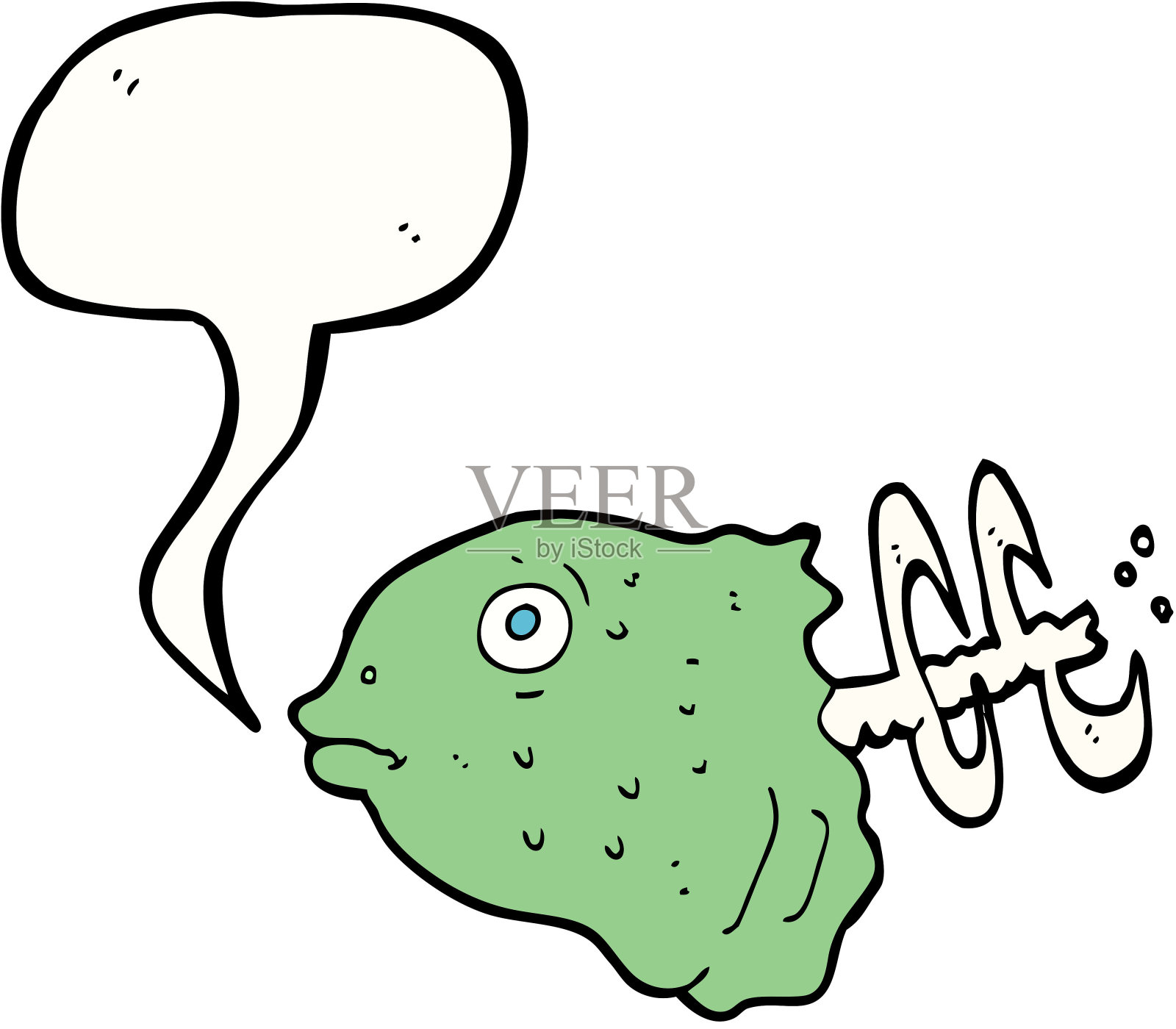 带有语音泡泡的卡通鱼头插画图片素材