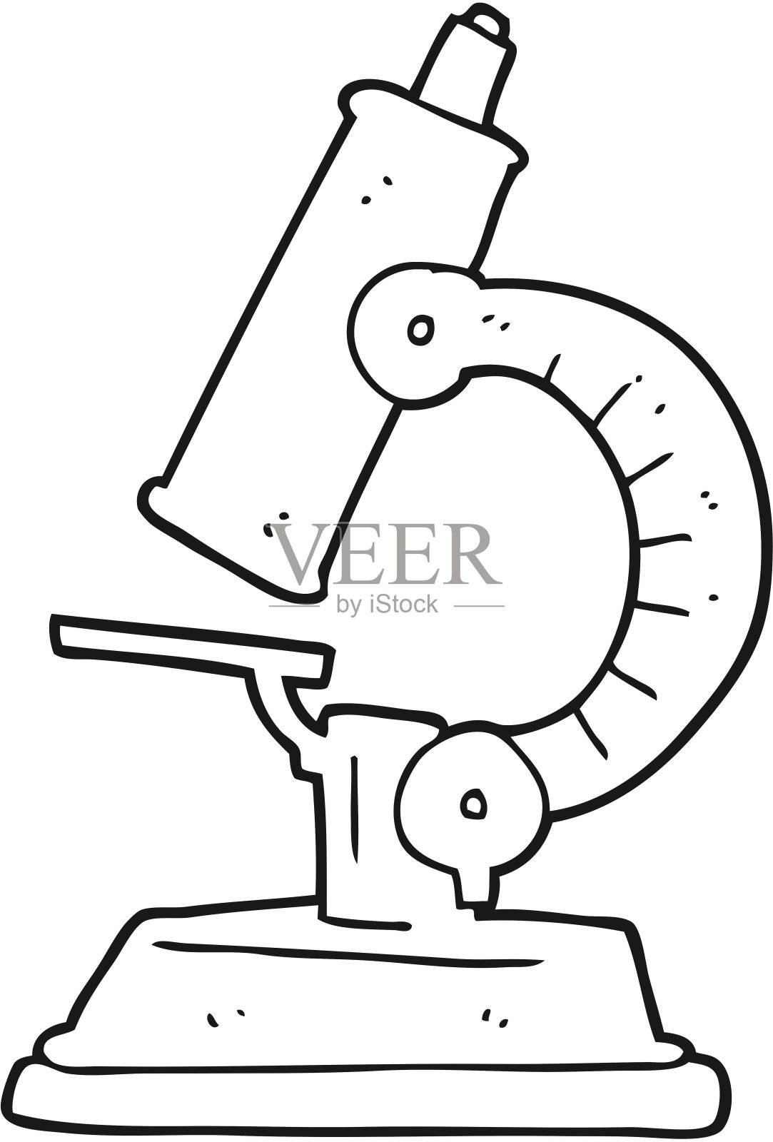 手绘黑白卡通显微镜插画图片素材