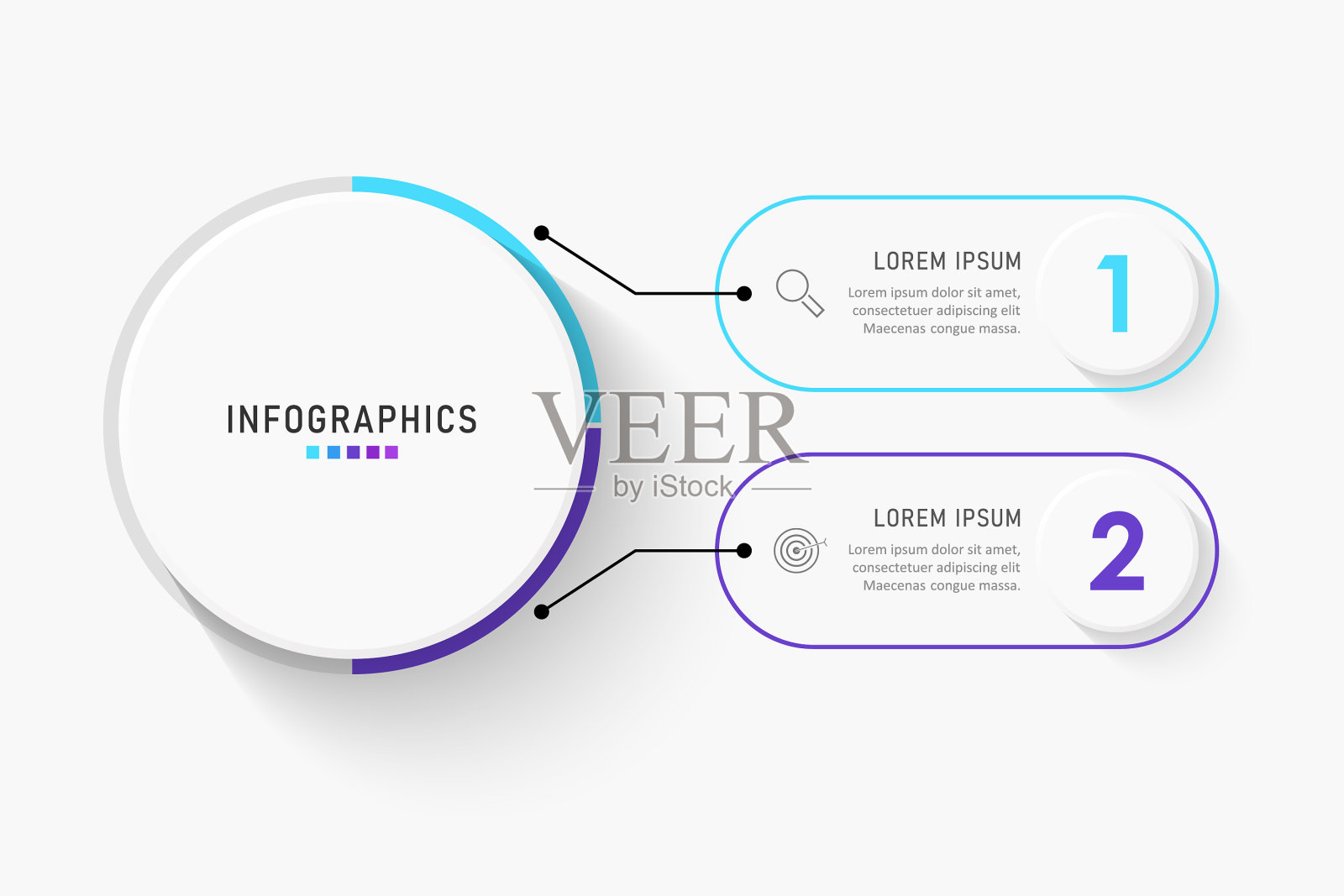 矢量信息图标签设计模板与图标和2个选项或步骤。可用于流程图,演示文稿,工作流布局,横幅,流程图,信息图。插画图片素材