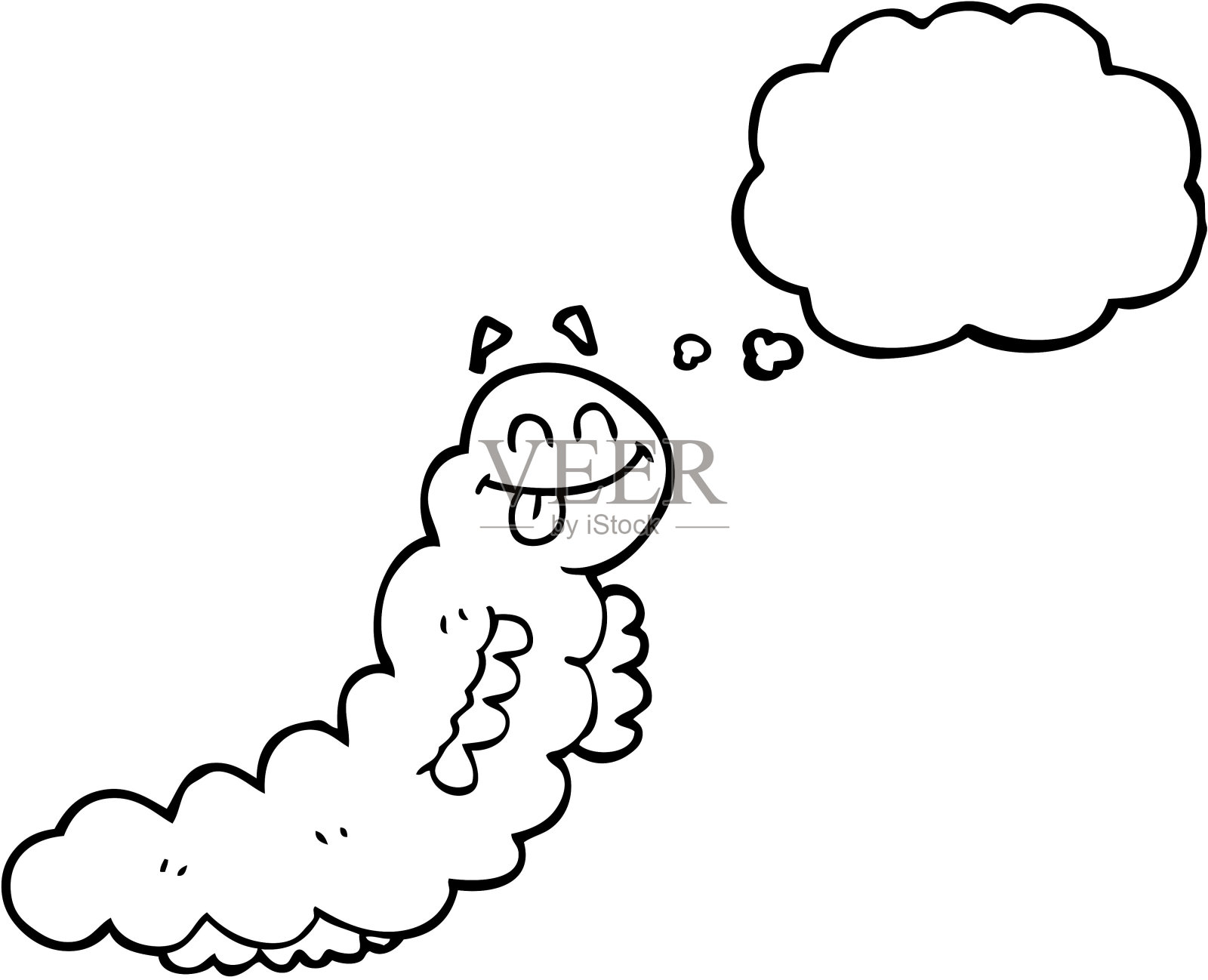 徒手画的思想泡泡卡通毛毛虫插画图片素材