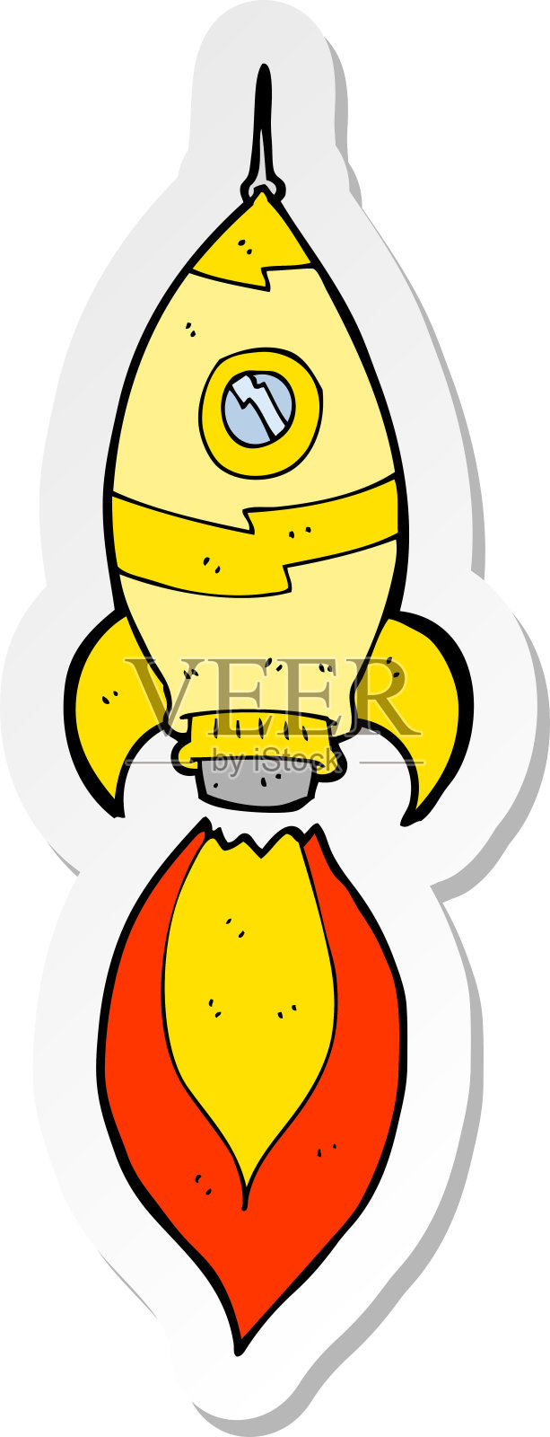 卡通飞船的贴纸插画图片素材