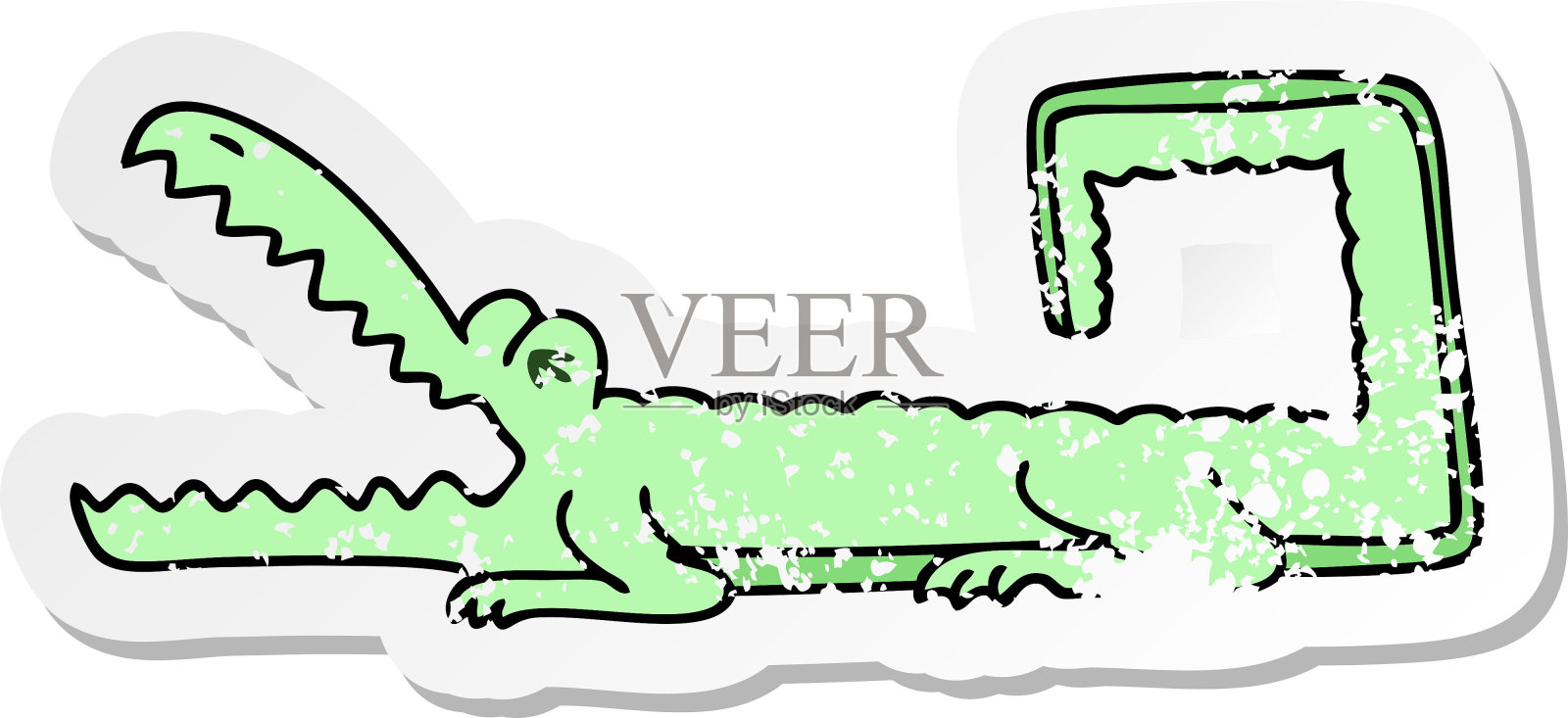 心疼贴纸的一个古怪的手绘卡通鳄鱼设计元素图片