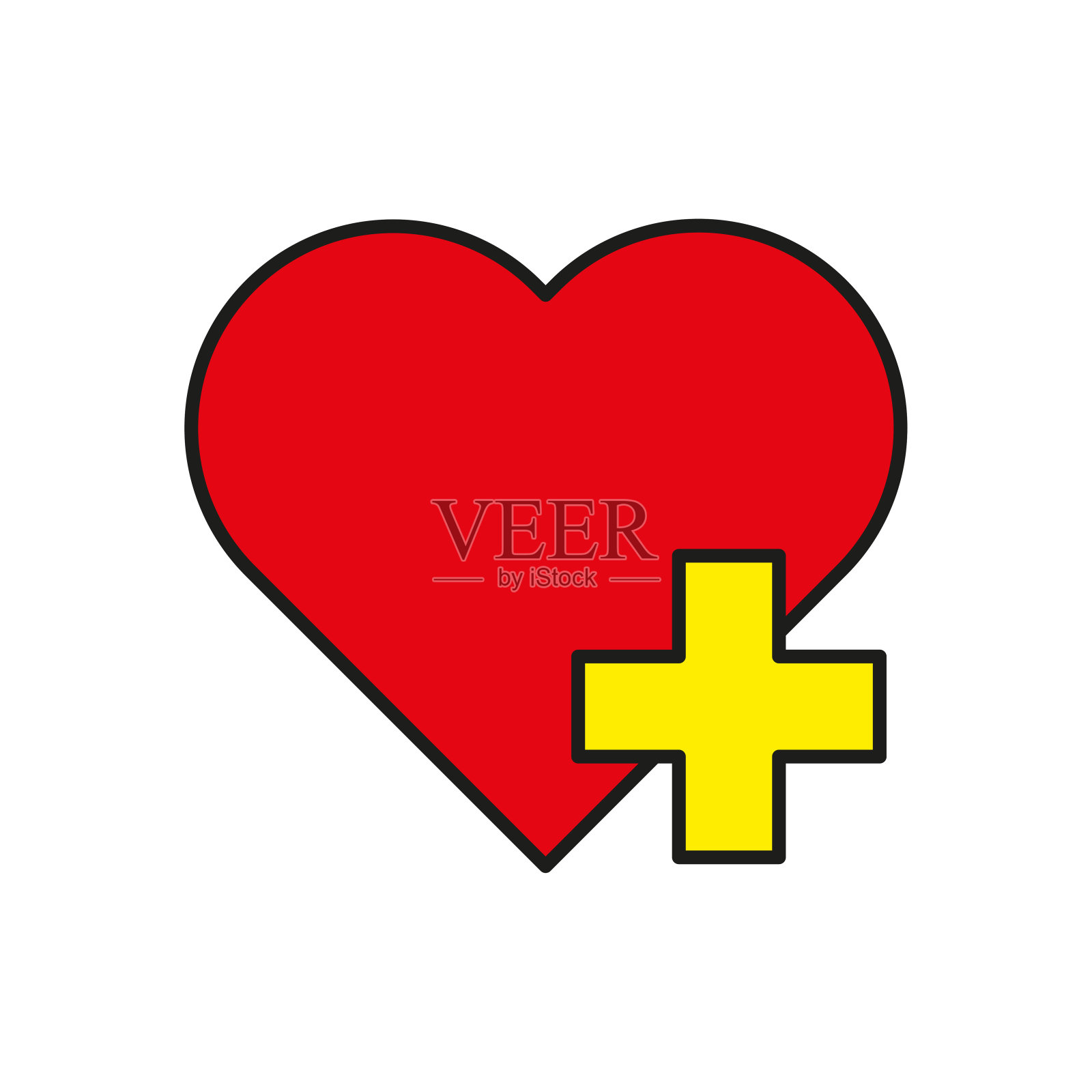 用于医疗设计的红心十字。矢量插图。插画图片素材