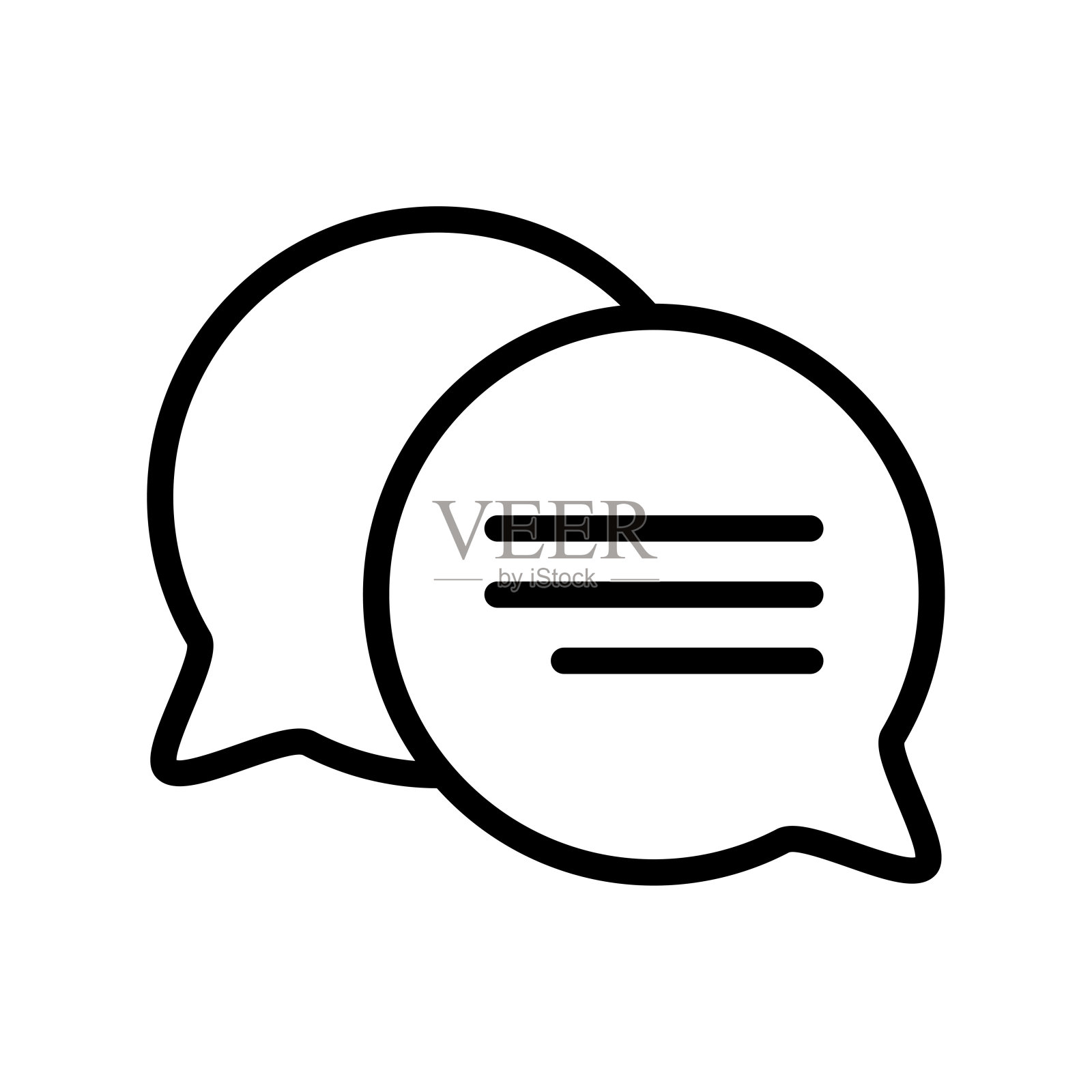 新的消息行图标。通信、留言、邮件、聊天、语音泡、静音、支持、信息、通知、静音。白色背景上的矢量线图标图标素材