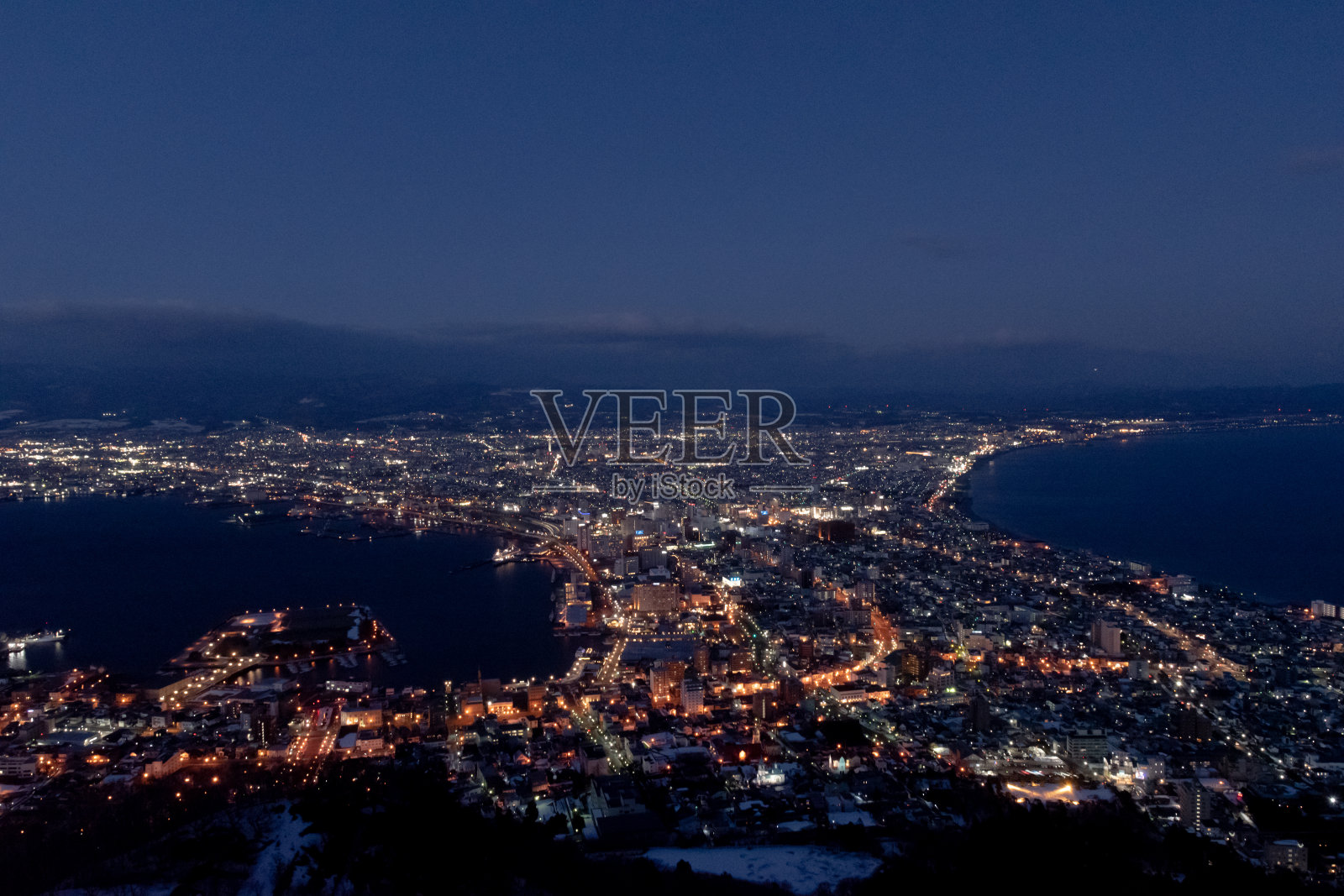 从价值百万美元的函馆山顶看夜景照片摄影图片