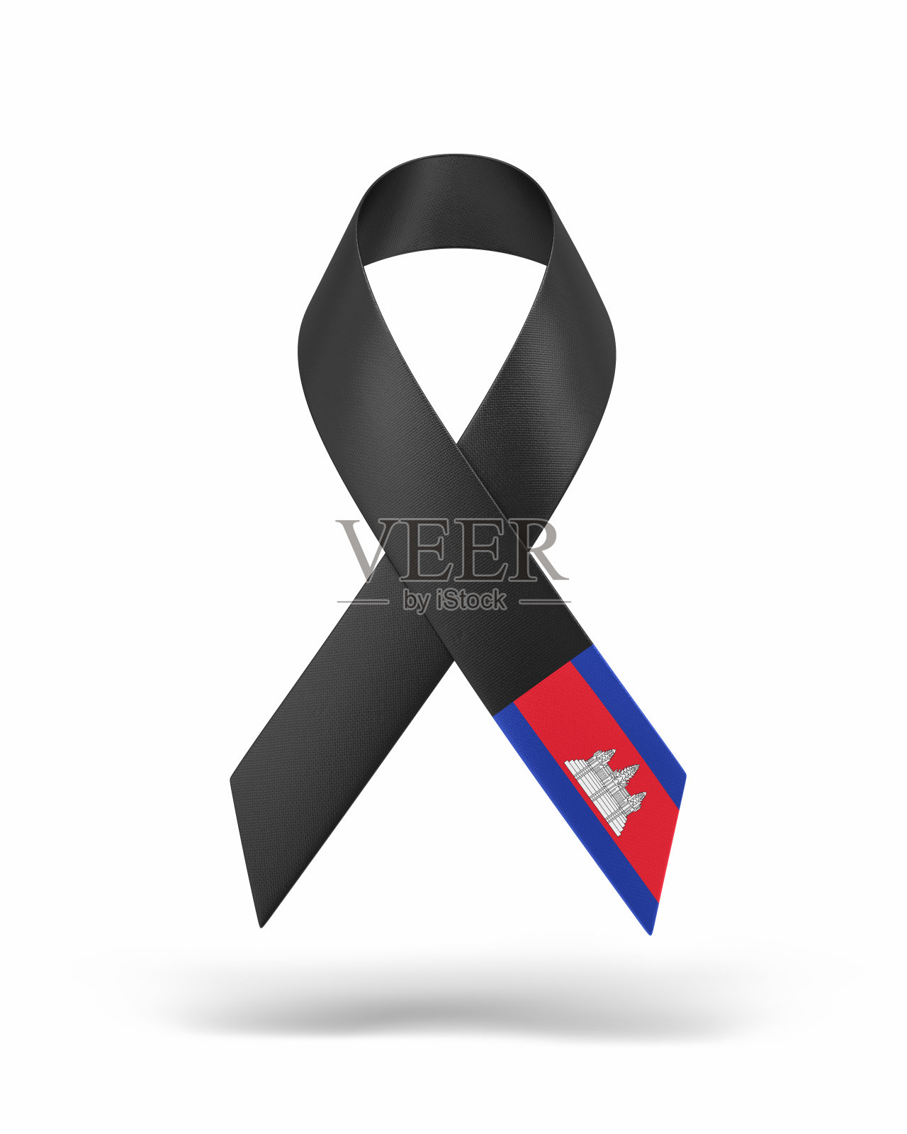 意识黑色条折叠,柬埔寨国旗纹理,对象+阴影剪辑路径照片摄影图片