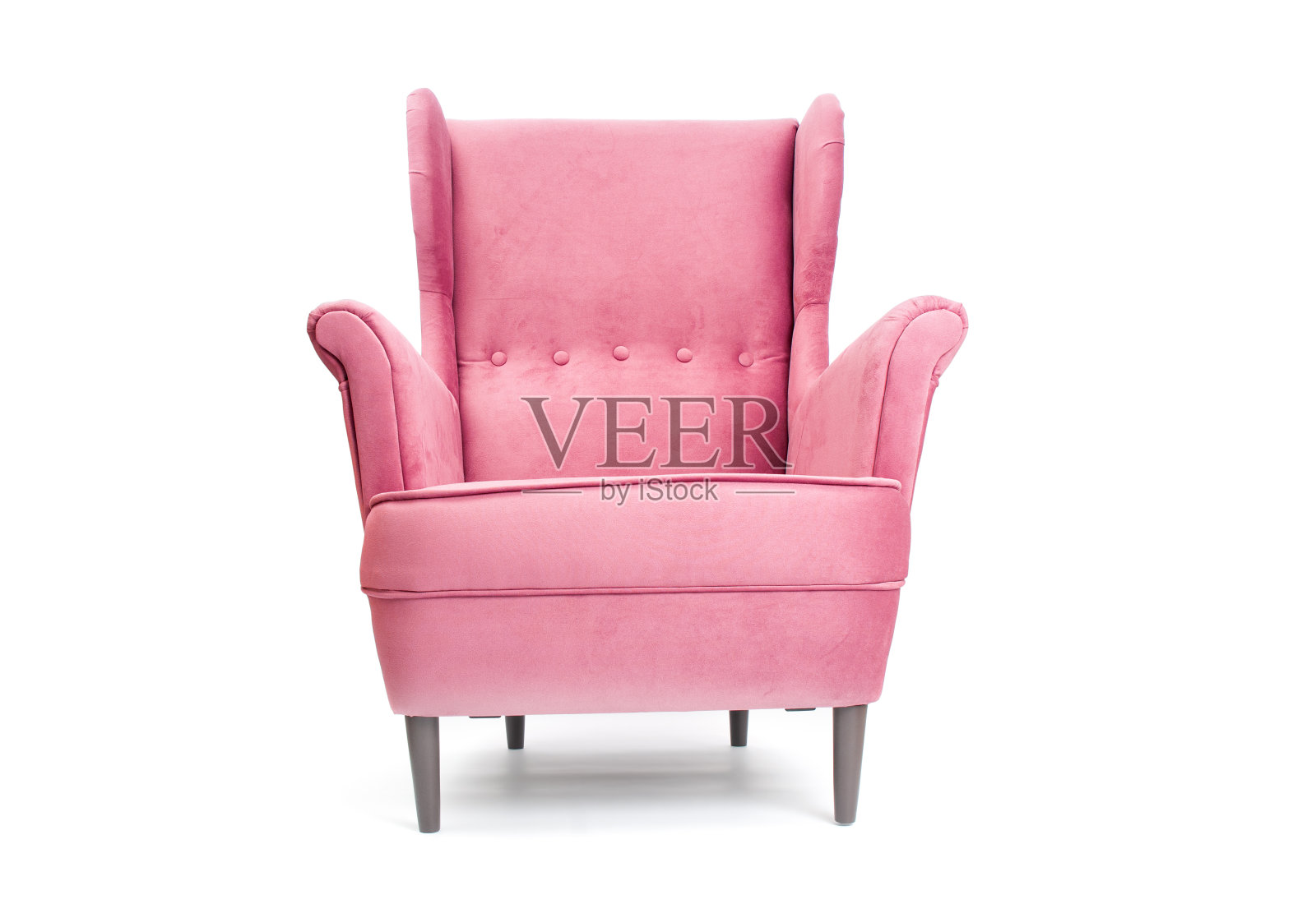 红色舒适扶手椅封闭孤立在白色背景照片摄影图片