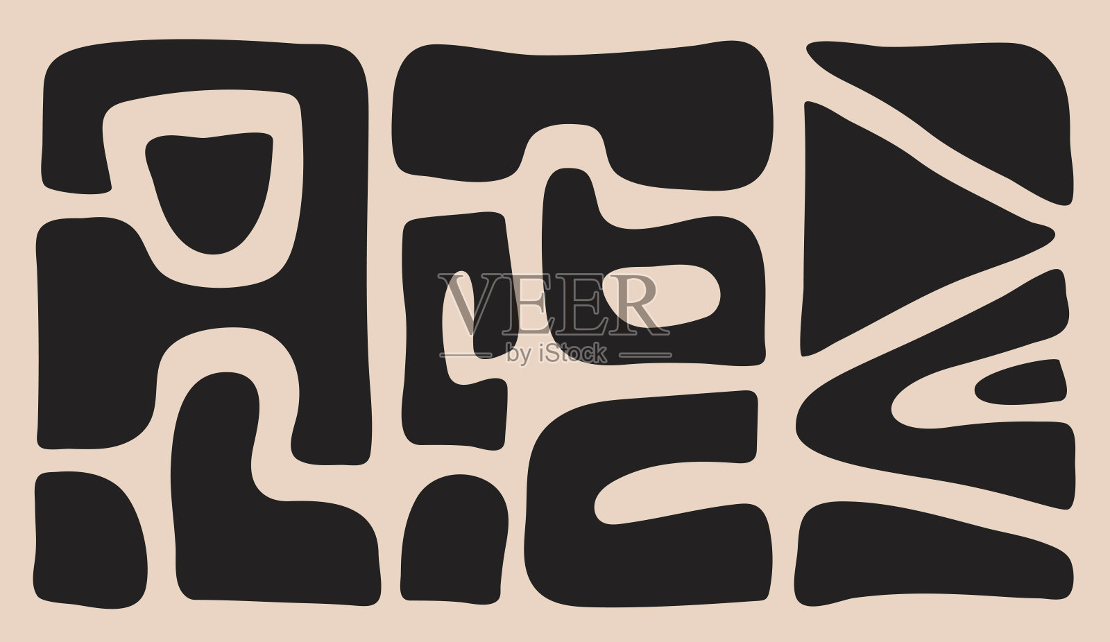 抽象的水平背景与有机切割出黑色形状插画图片素材