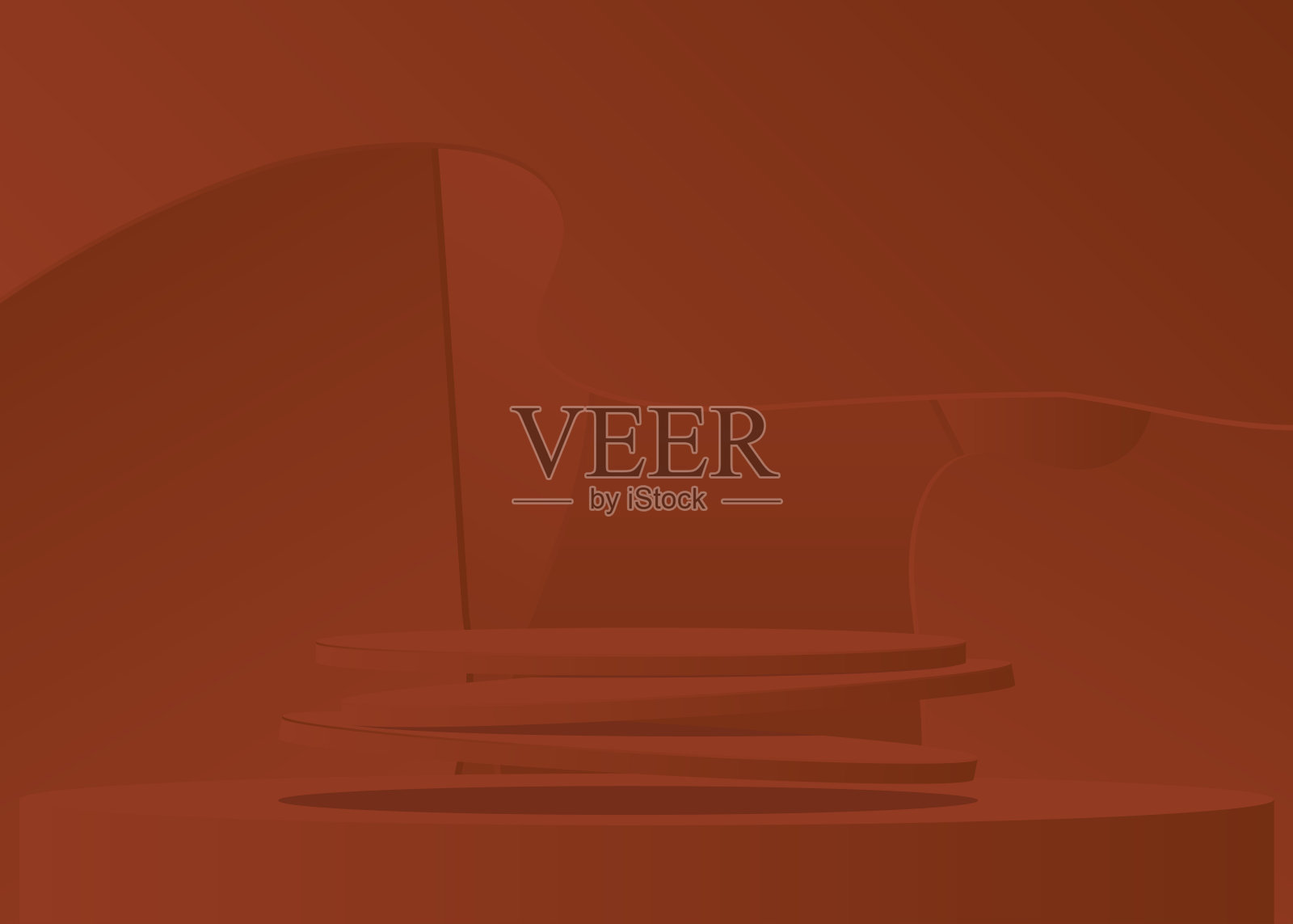 棕色圆柱基座基座。现实的最小舞台展示展示。模型矢量三维房间产品展示。几何形态,空景。插画图片素材