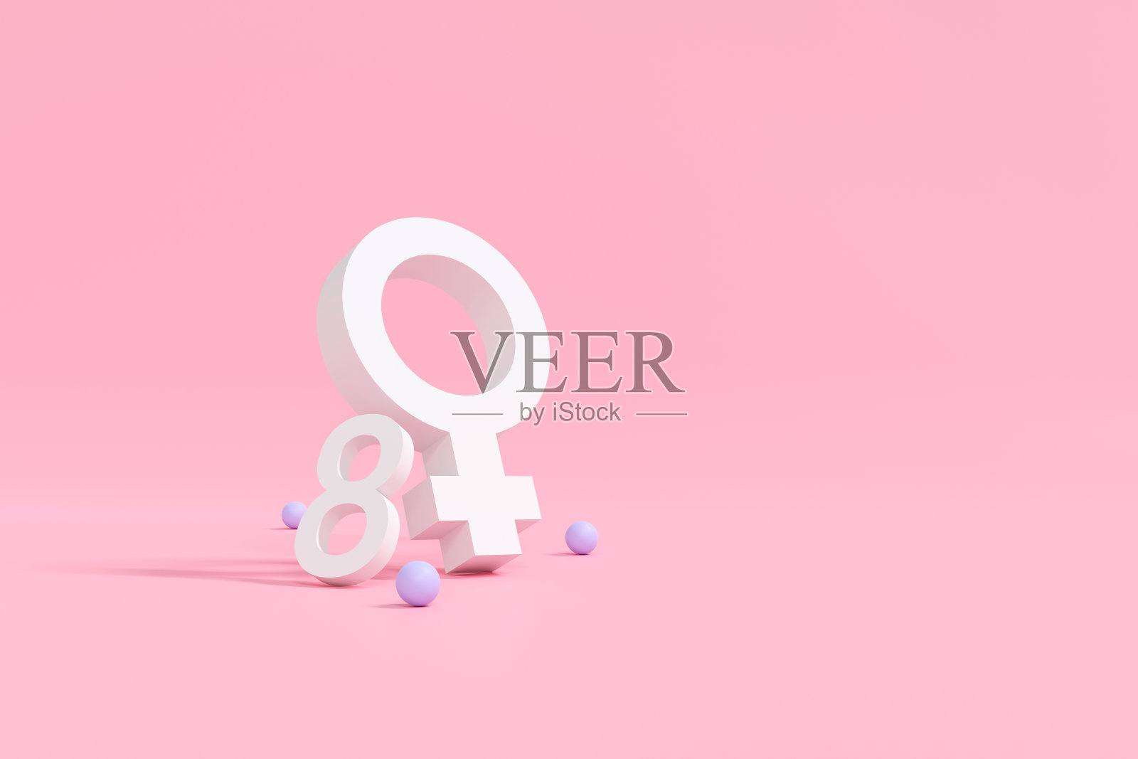 妇女节,女性斗争和纪念的时刻,粉红色横幅贺卡设计。复制空间,数字,横幅,网站-3d插图照片摄影图片