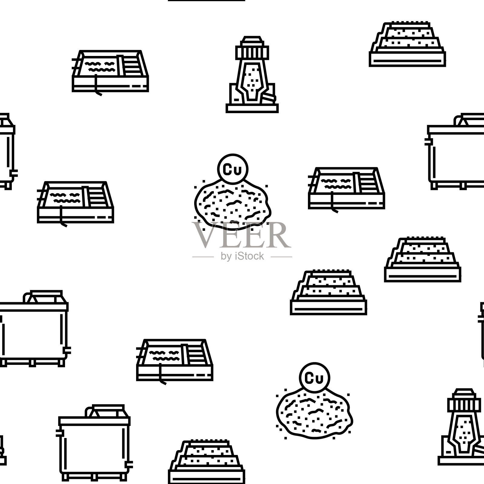 铜金属生产钢矢量无缝花纹插画图片素材