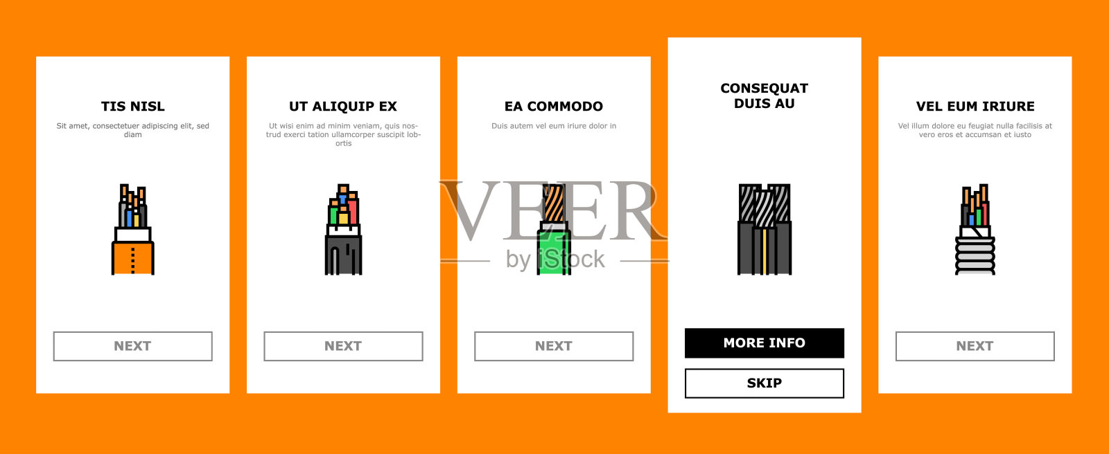 电线电缆技术连接开机图标设置矢量插画图片素材