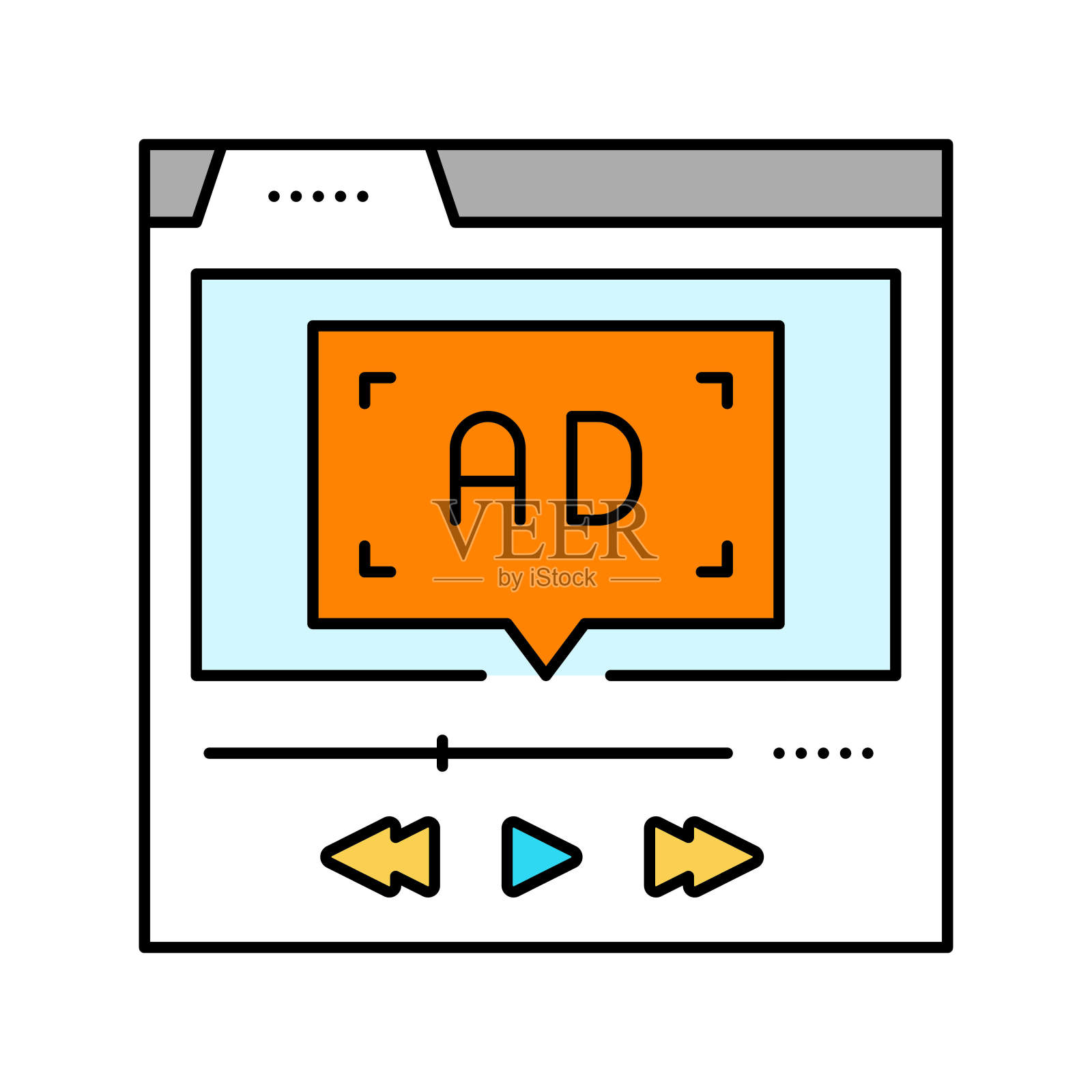 视频广告彩色图标矢量插图插画图片素材