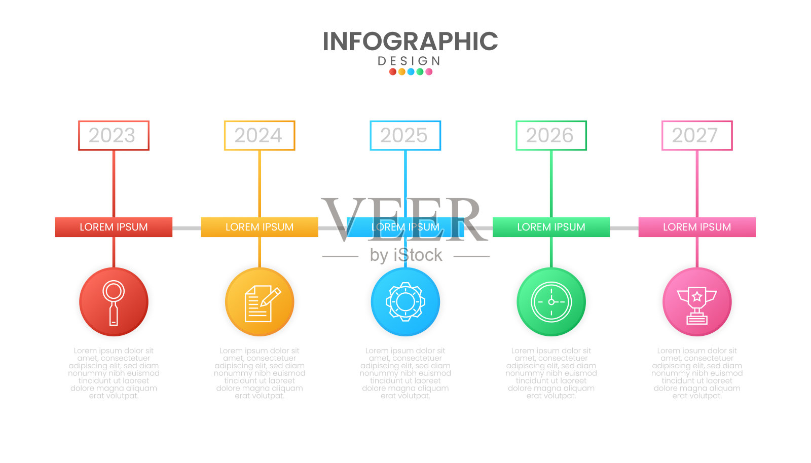 信息图时间轴的业务设计模板插画图片素材