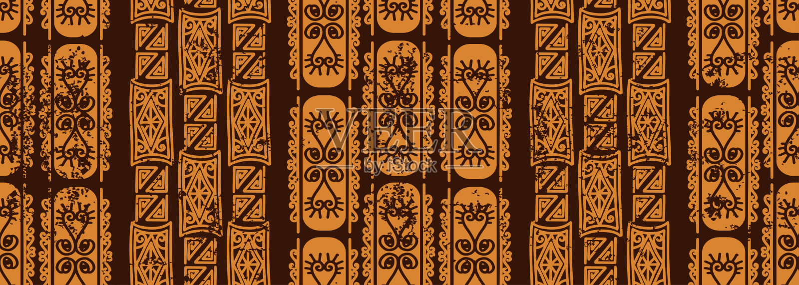 非洲符号无缝图案,部落民族图案。手绘垃圾纹理背景。矢量插图的时尚纺织品印刷。插画图片素材