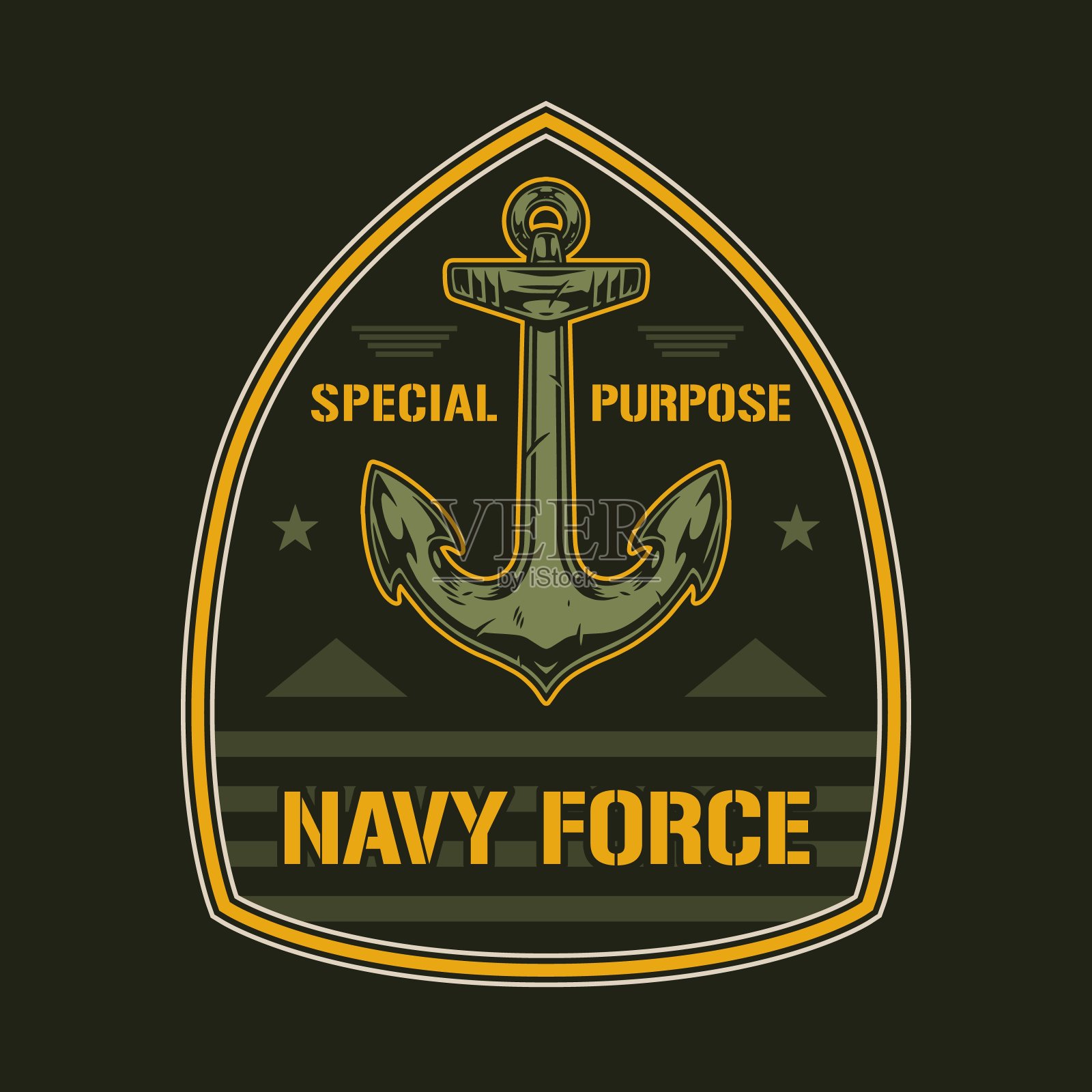 海军部队彩色元素复古设计元素图片