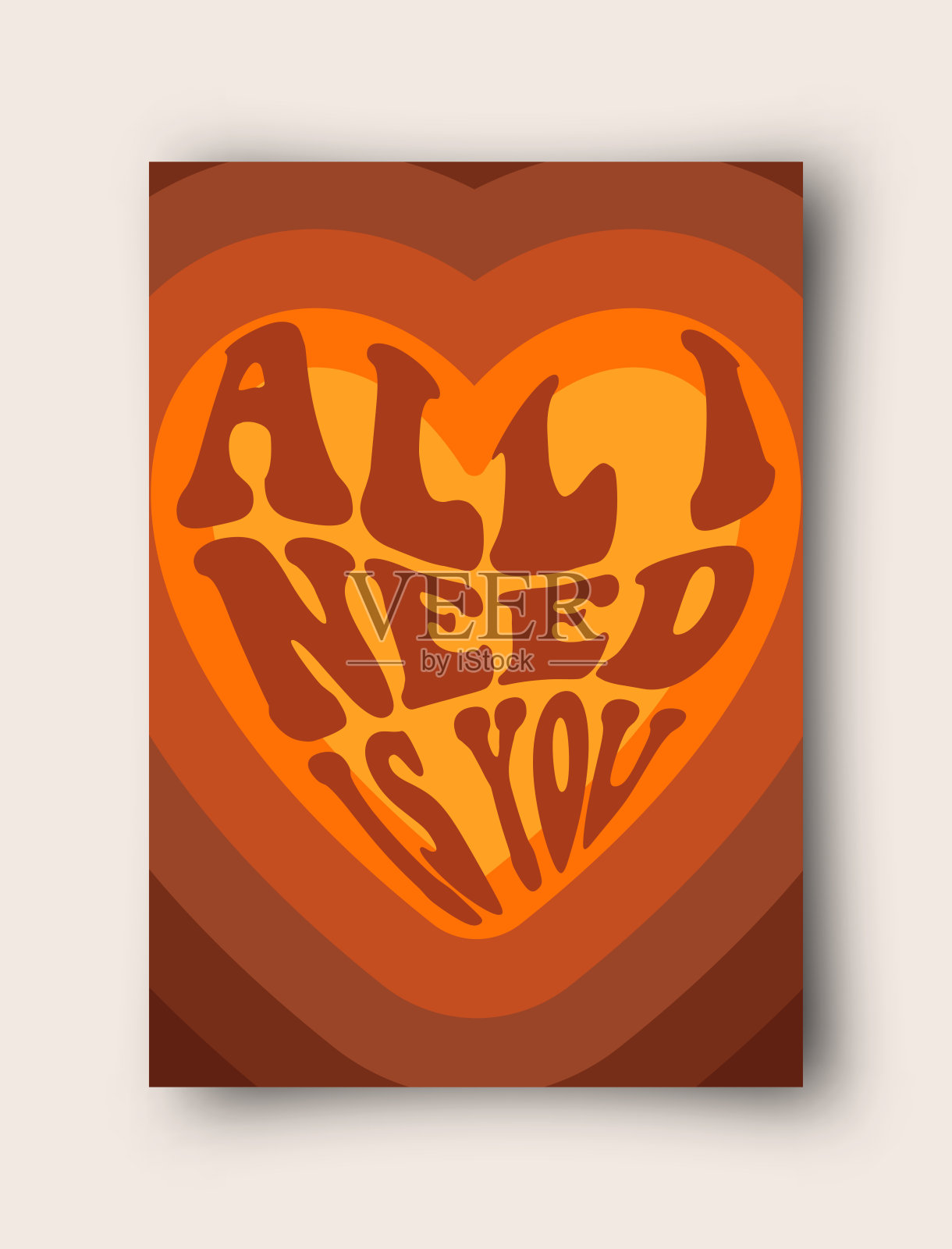 矢量复古的情人节贺卡。复古明信片与绝妙的短语。爱的字在心形插画图片素材