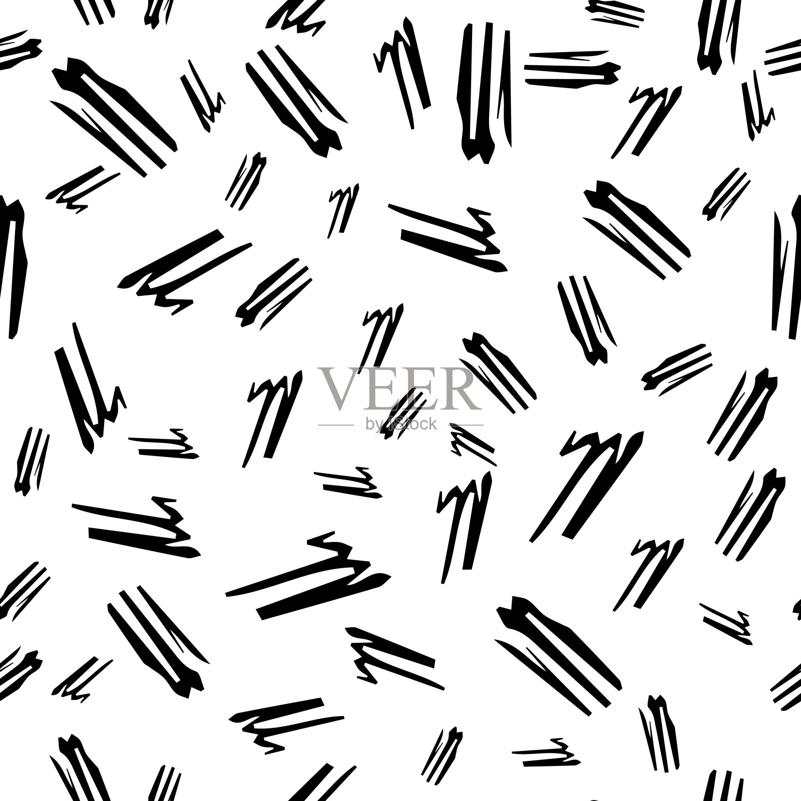 无缝模式与黑色铅笔笔触插画图片素材