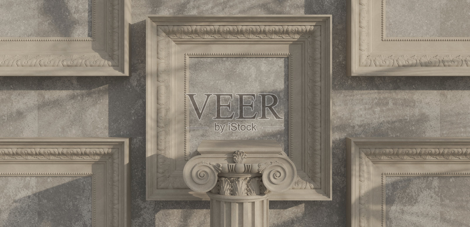 经典豪华裙台产品背景。3d讲台经典风格,自然光影白色背景,品牌展示。三维效果图照片摄影图片