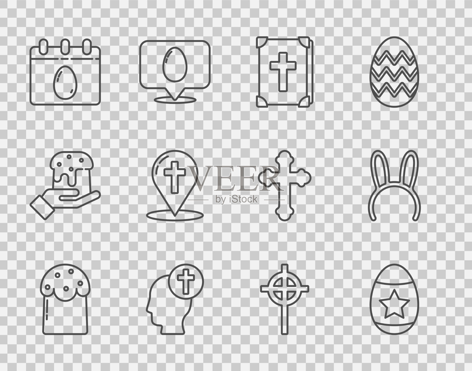 集行复活节蛋糕鸡蛋圣经书人类图标素材