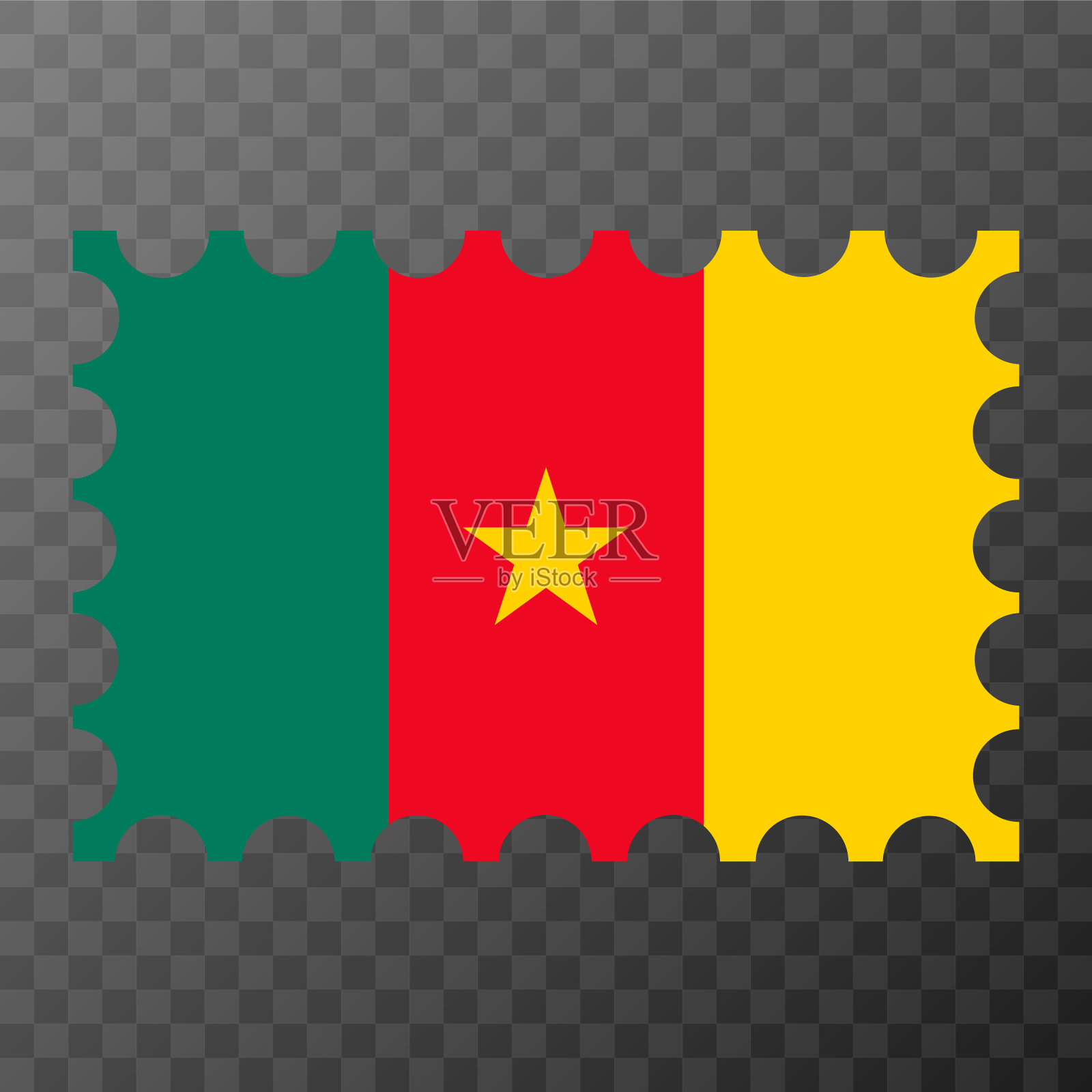 印有喀麦隆国旗的邮票。矢量插图。插画图片素材