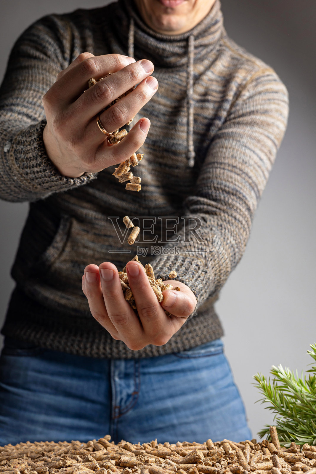 木屑颗粒生产。照片摄影图片