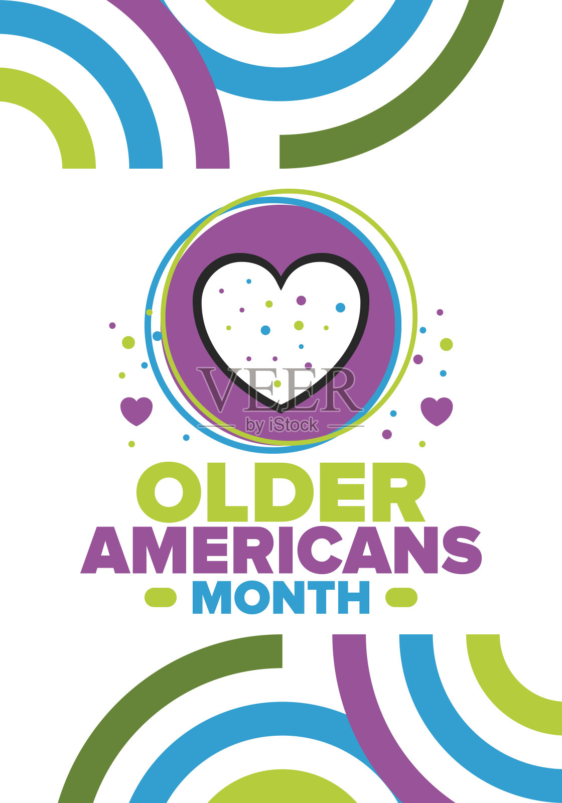 老年人月。在美国在五月庆祝。全国老年人纪念月。海报,卡片,横幅和背景。矢量图插画图片素材