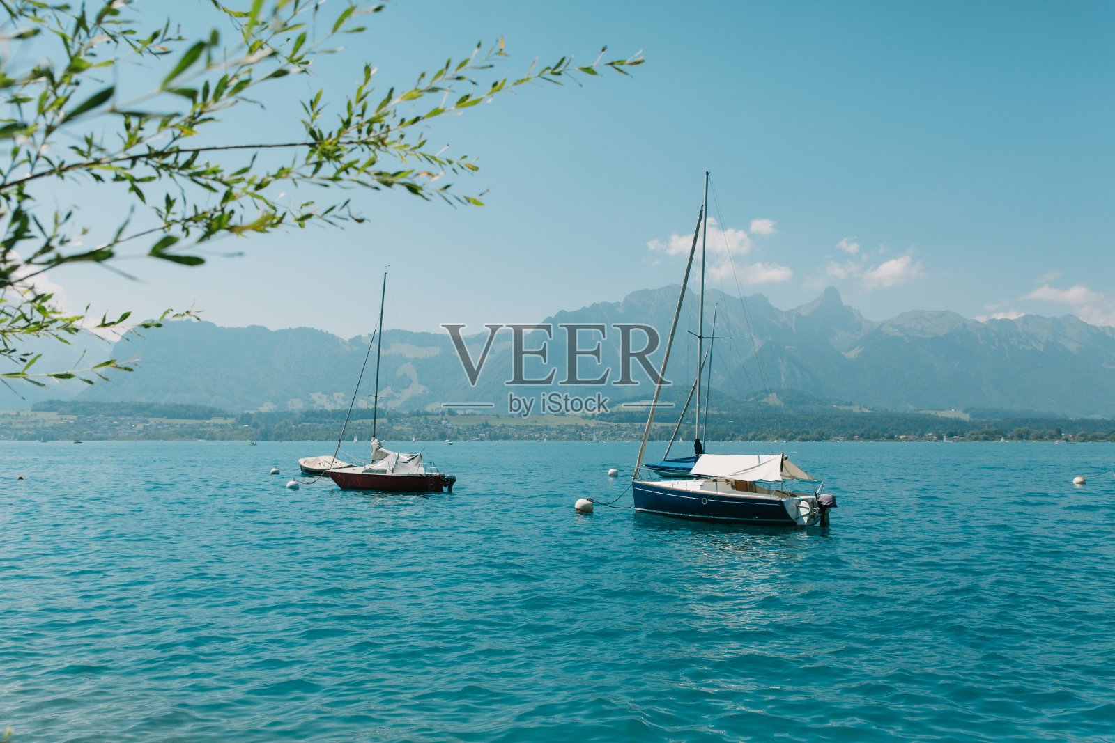 绿松石山湖瑞士暑期旅游照片摄影图片